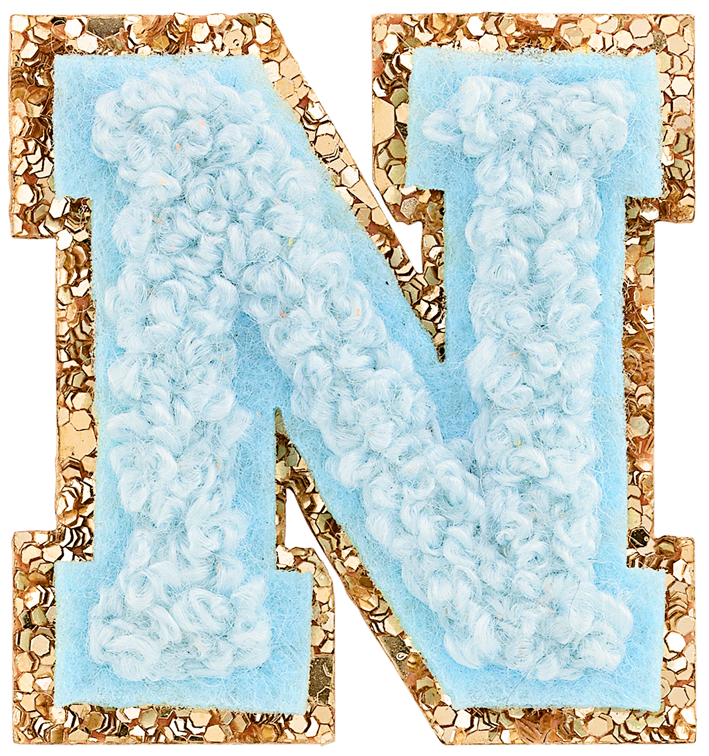 Sky Mini Glitter Varsity Letter Patch