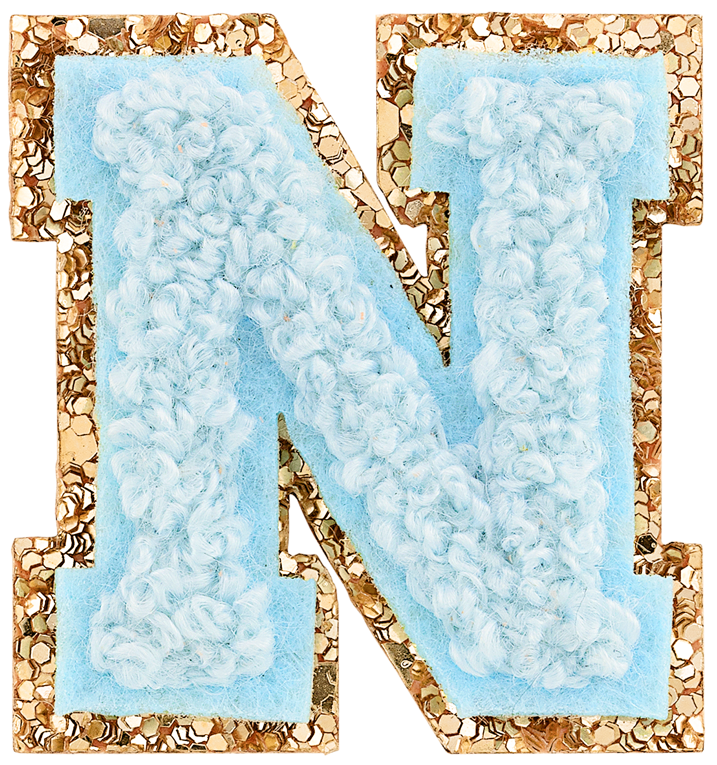 Sky Mini Glitter Varsity Letter Patch