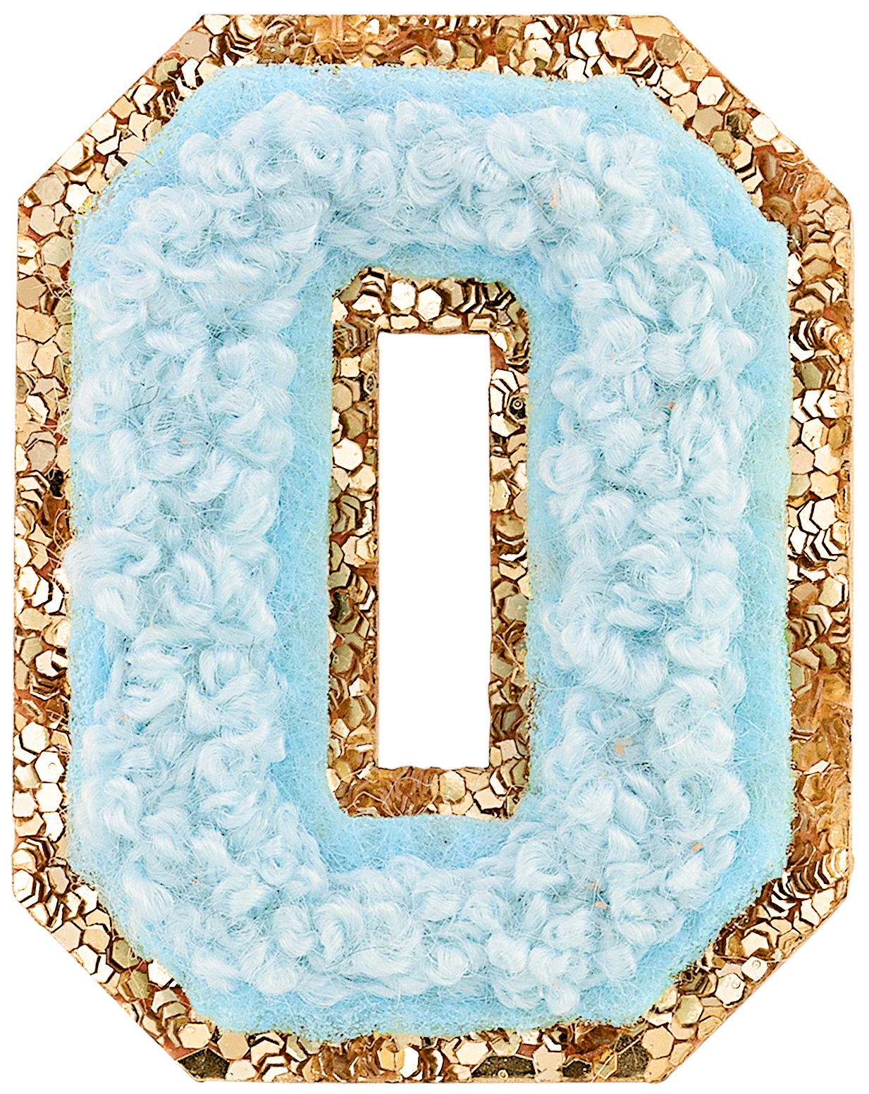 Sky Mini Glitter Varsity Letter Patch