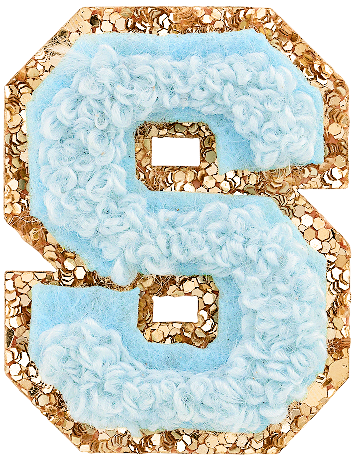 Sky Mini Glitter Varsity Letter Patch