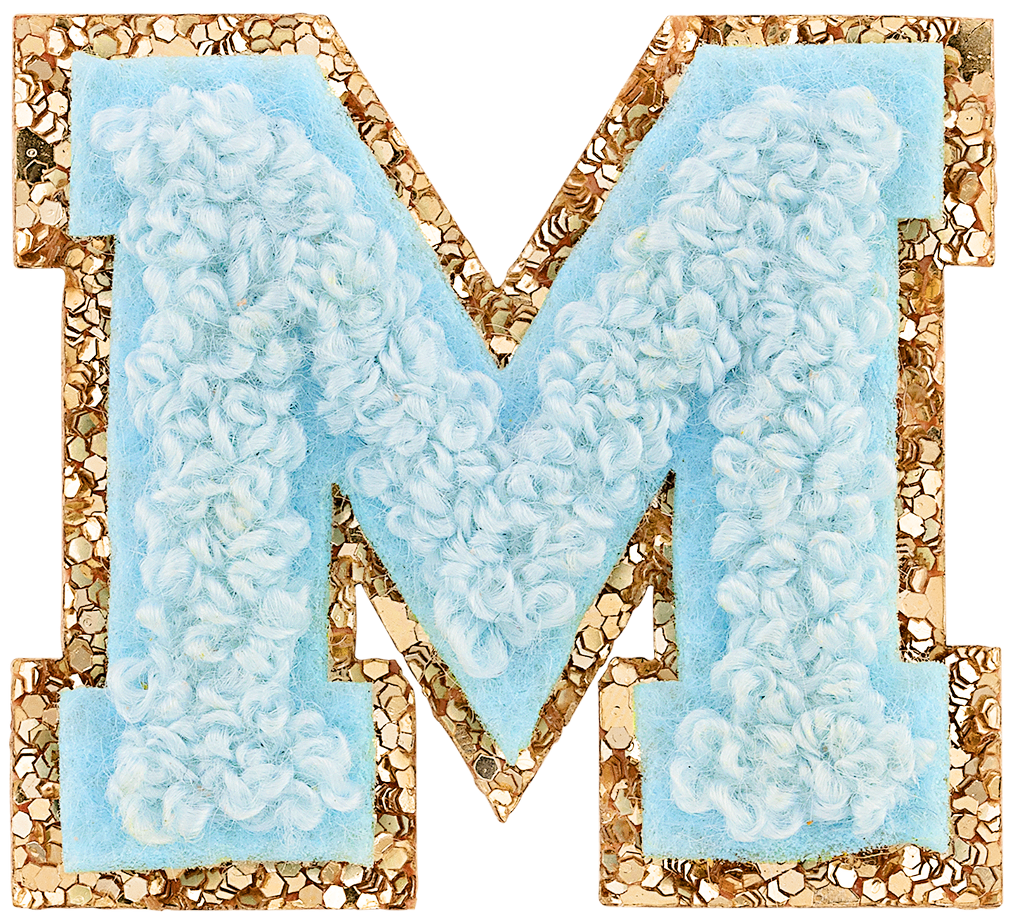 Sky Mini Glitter Varsity Letter Patch