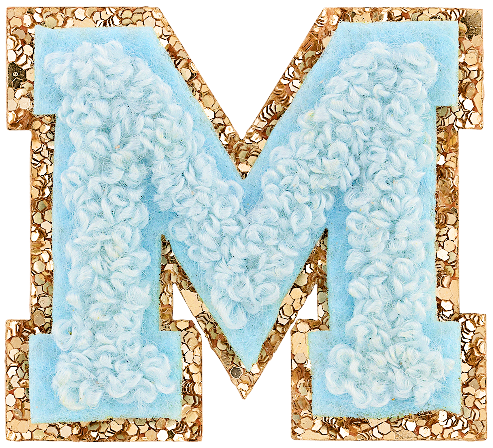 Sky Mini Glitter Varsity Letter Patch