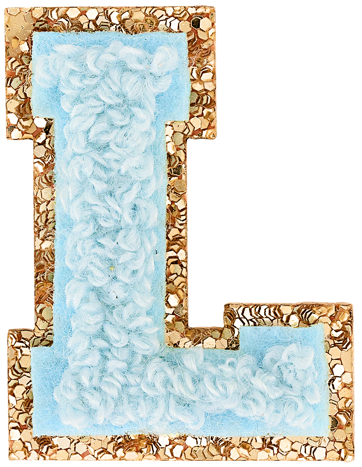 Sky Mini Glitter Varsity Letter Patch