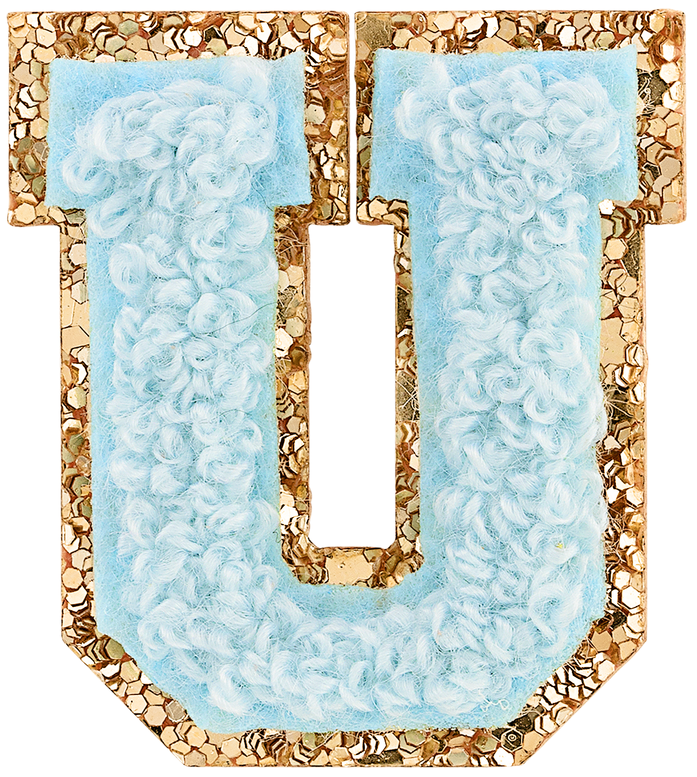 Sky Mini Glitter Varsity Letter Patch