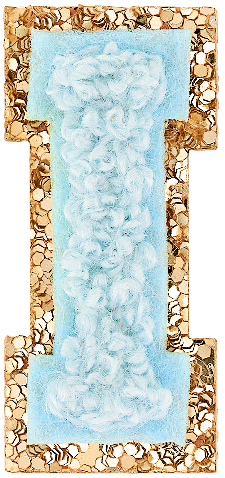 Sky Mini Glitter Varsity Letter Patch