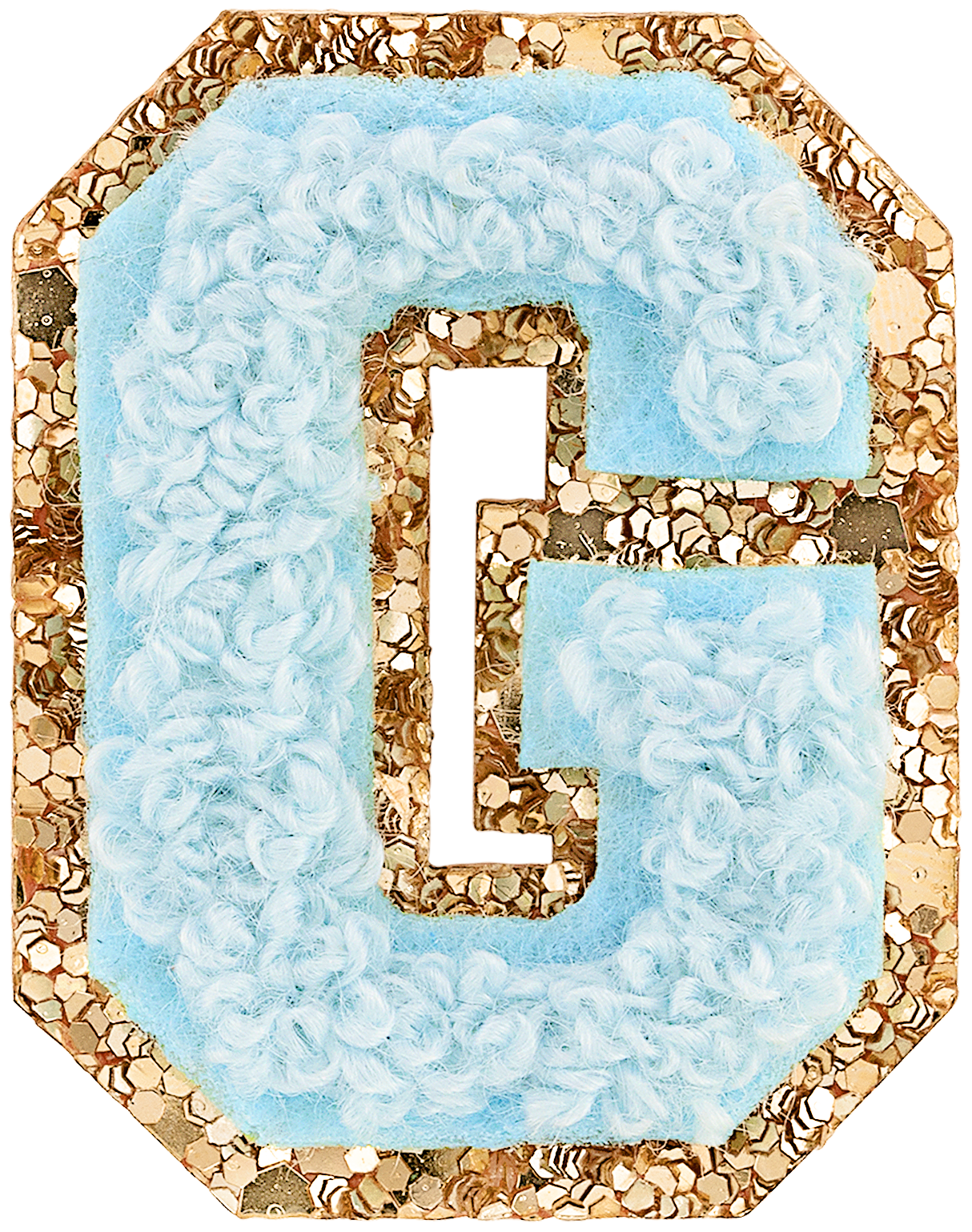 Sky Mini Glitter Varsity Letter Patch