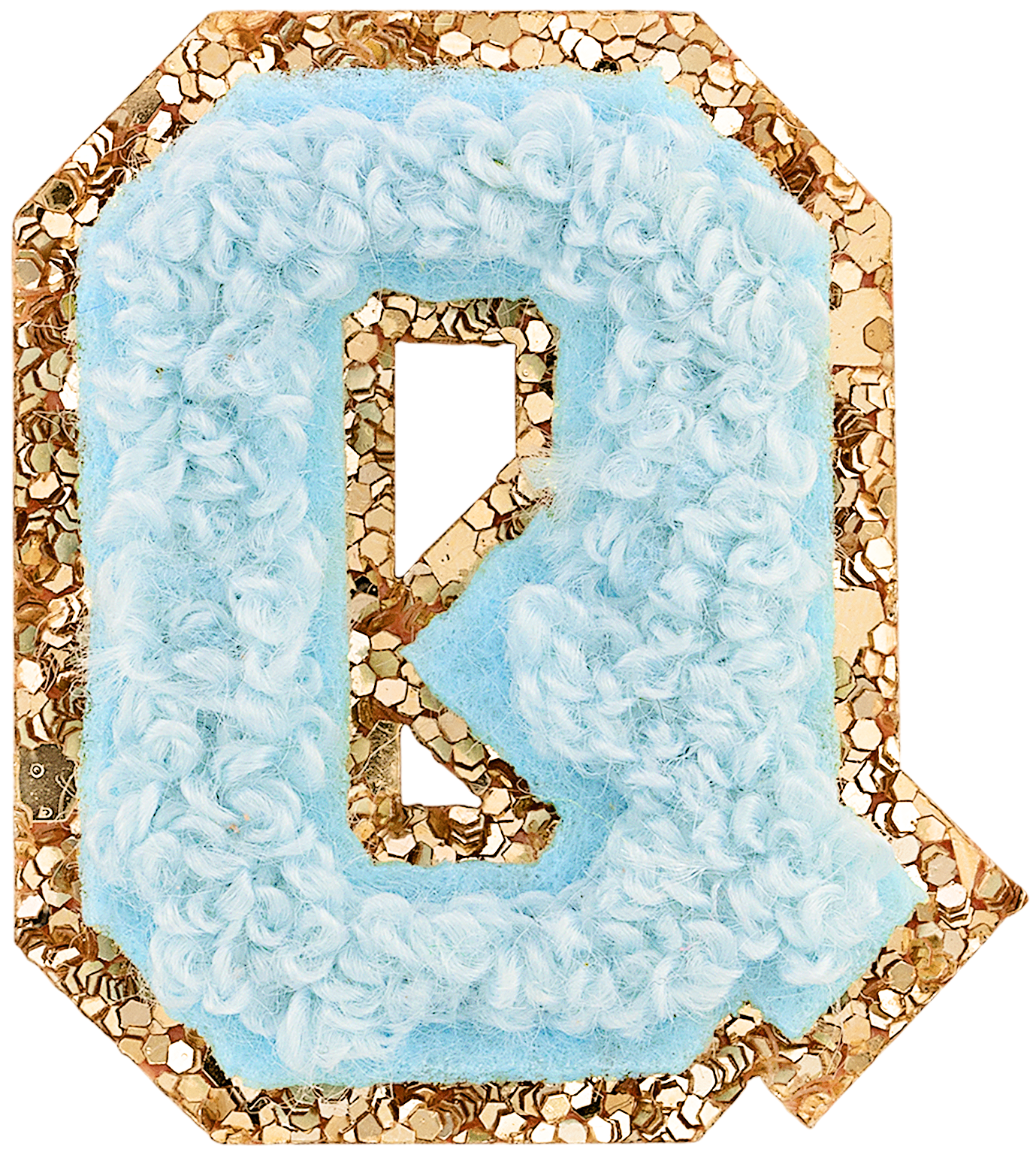 Sky Mini Glitter Varsity Letter Patch