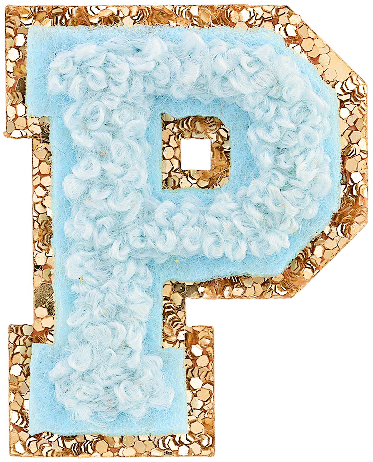 Sky Mini Glitter Varsity Letter Patch