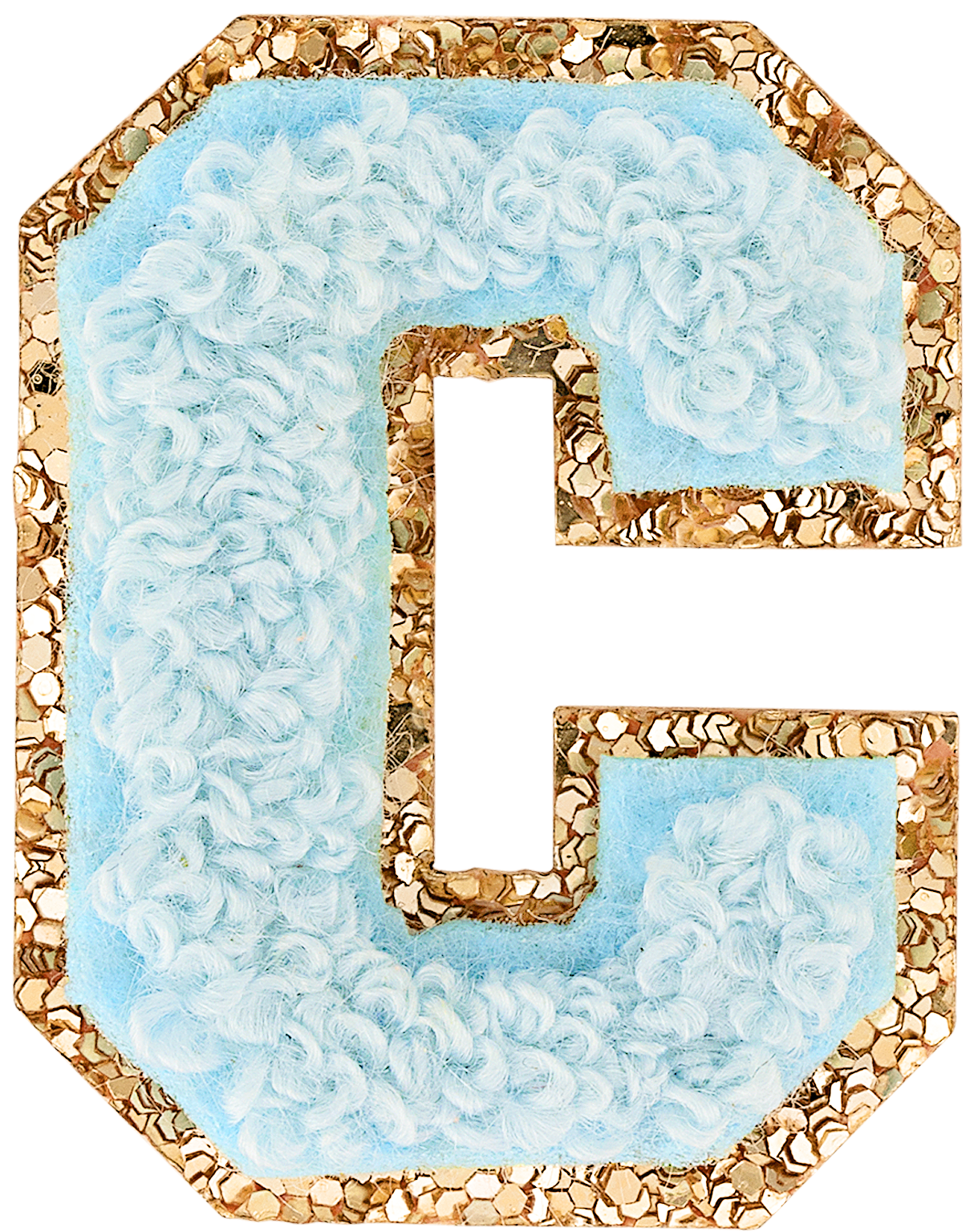 Sky Mini Glitter Varsity Letter Patch