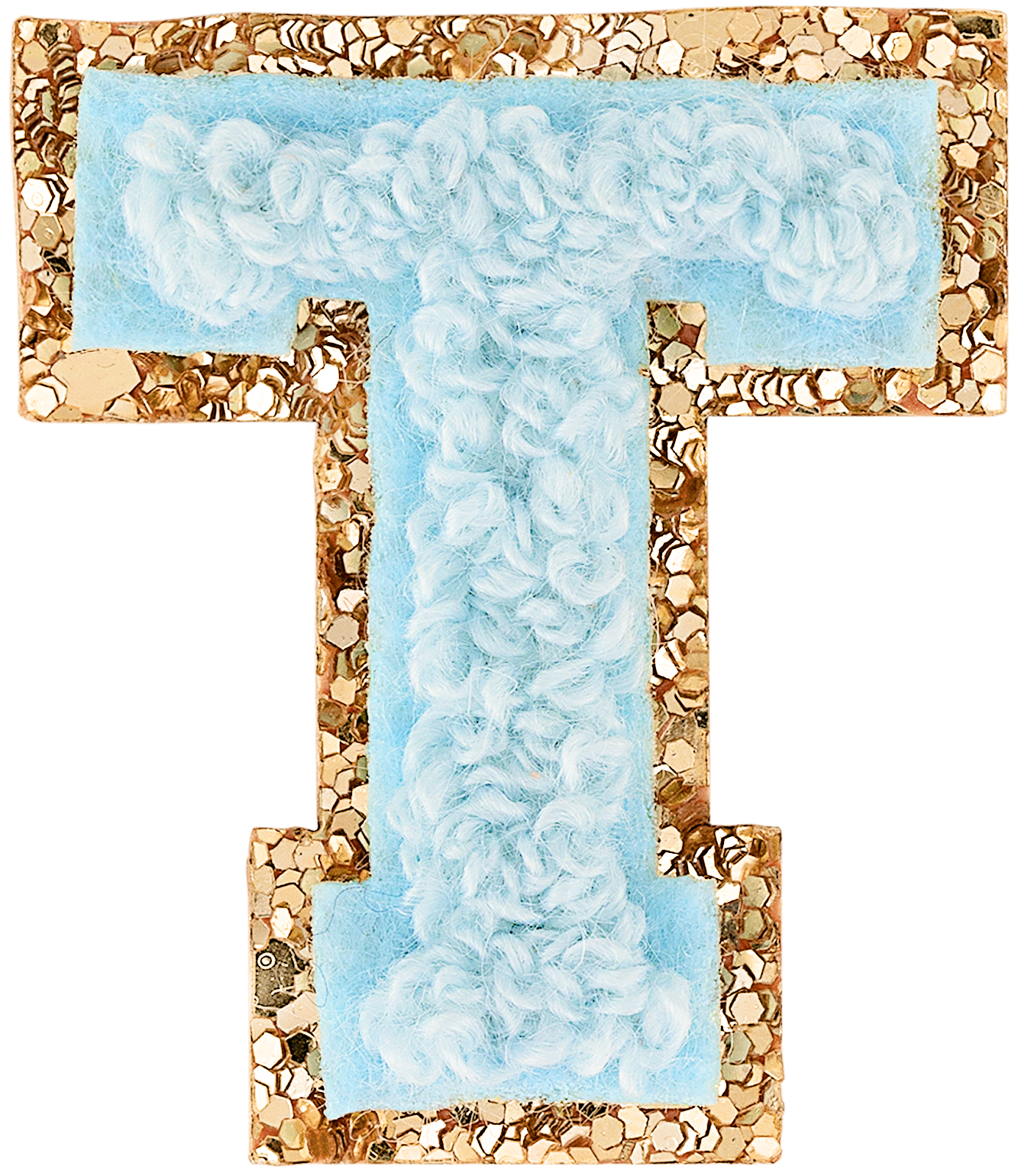 Sky Mini Glitter Varsity Letter Patch