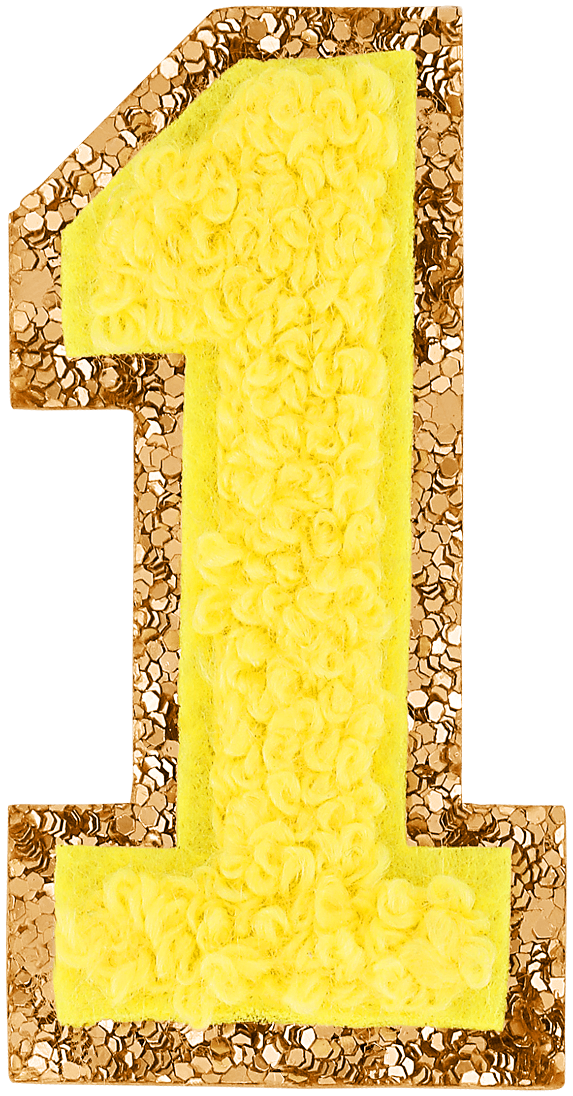 Lemon Glitter Varsity Number Patch