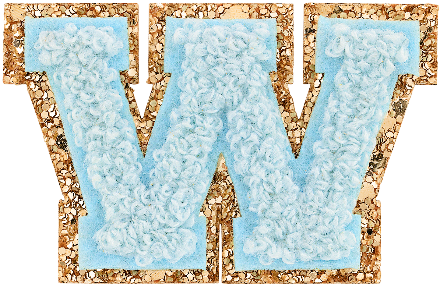 Sky Mini Glitter Varsity Letter Patch