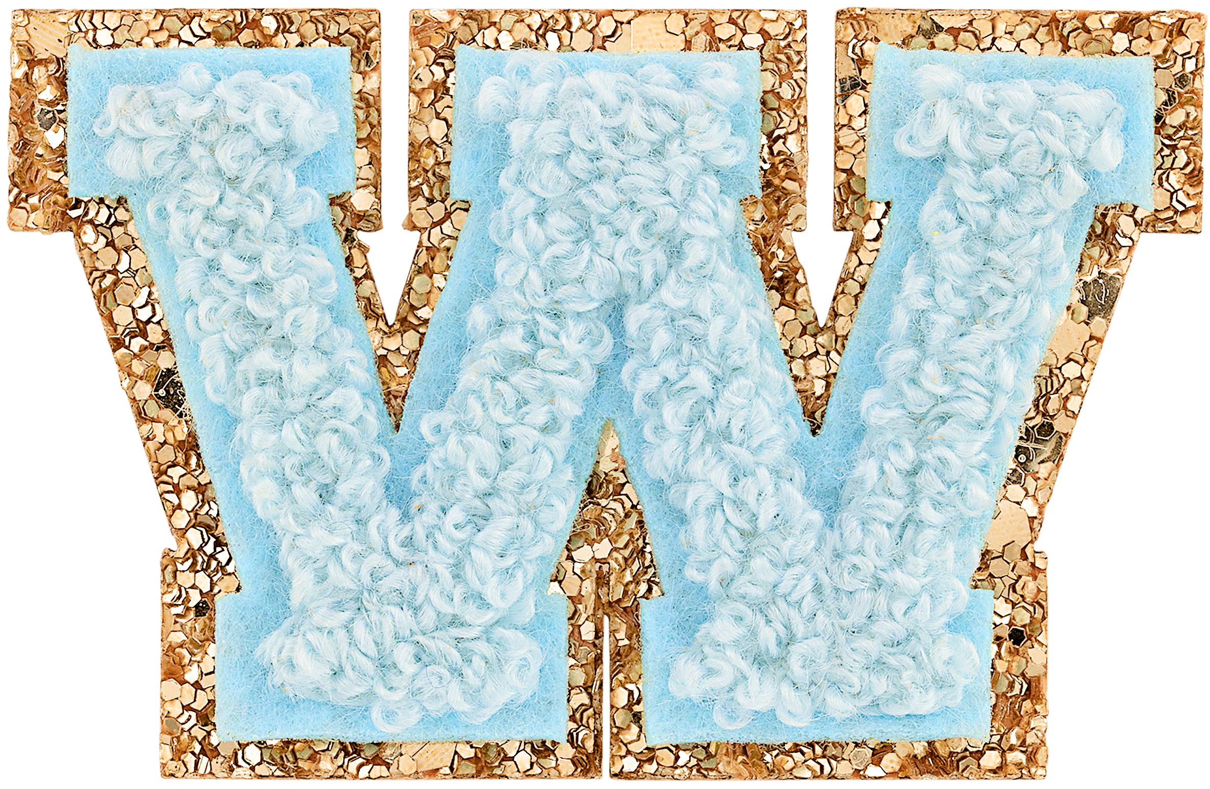 Sky Mini Glitter Varsity Letter Patch