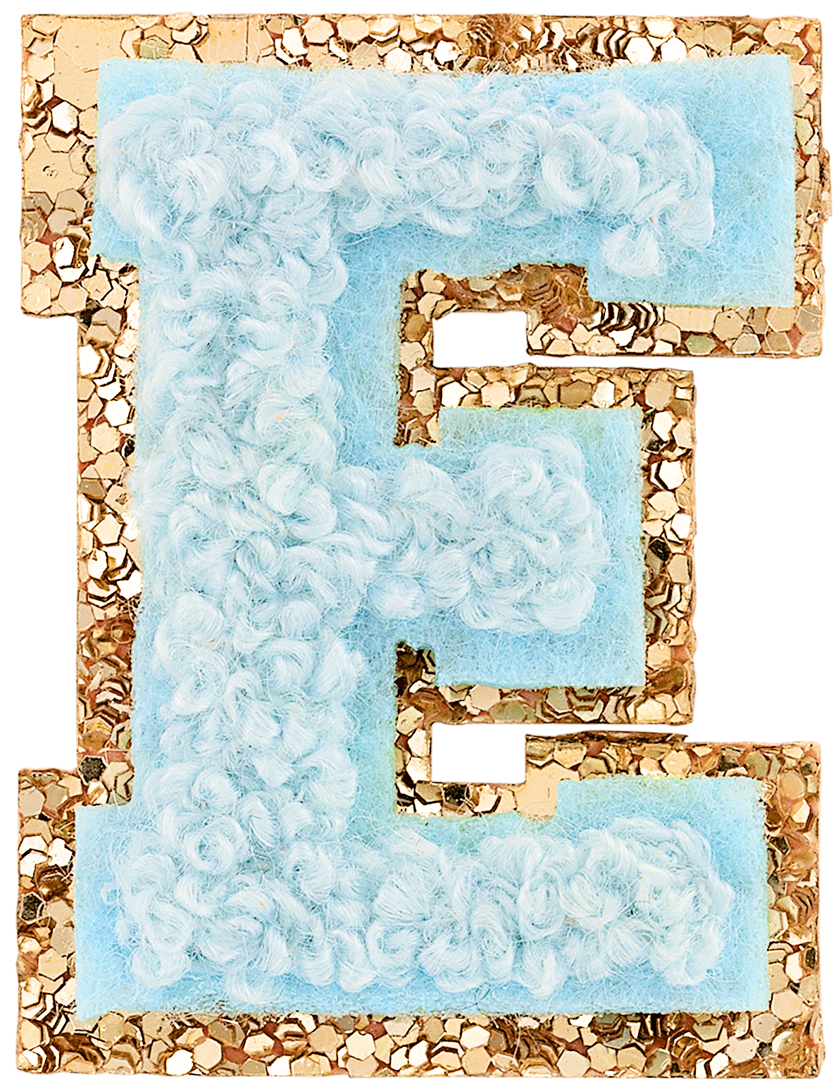 Sky Mini Glitter Varsity Letter Patch