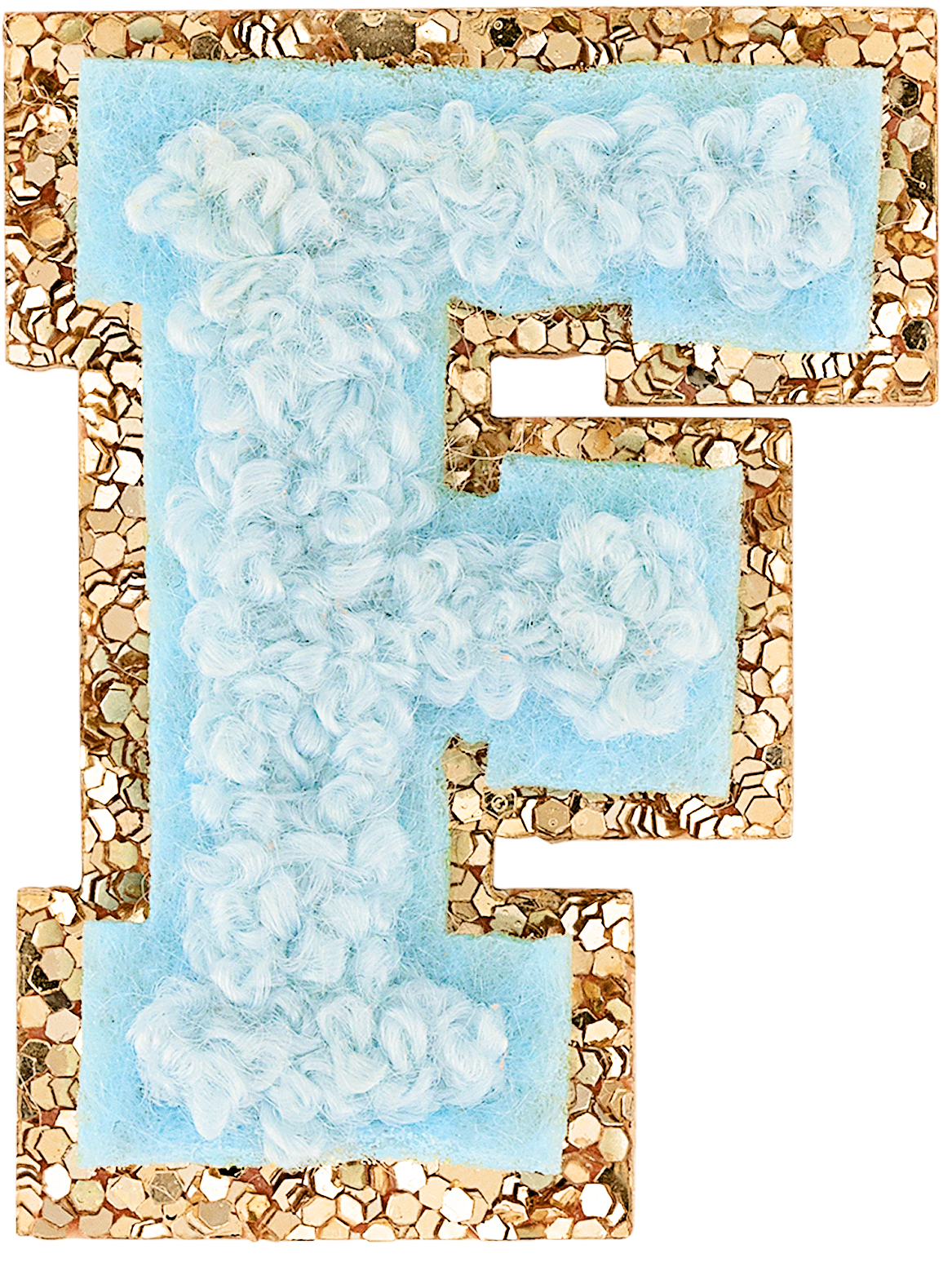 Sky Mini Glitter Varsity Letter Patch