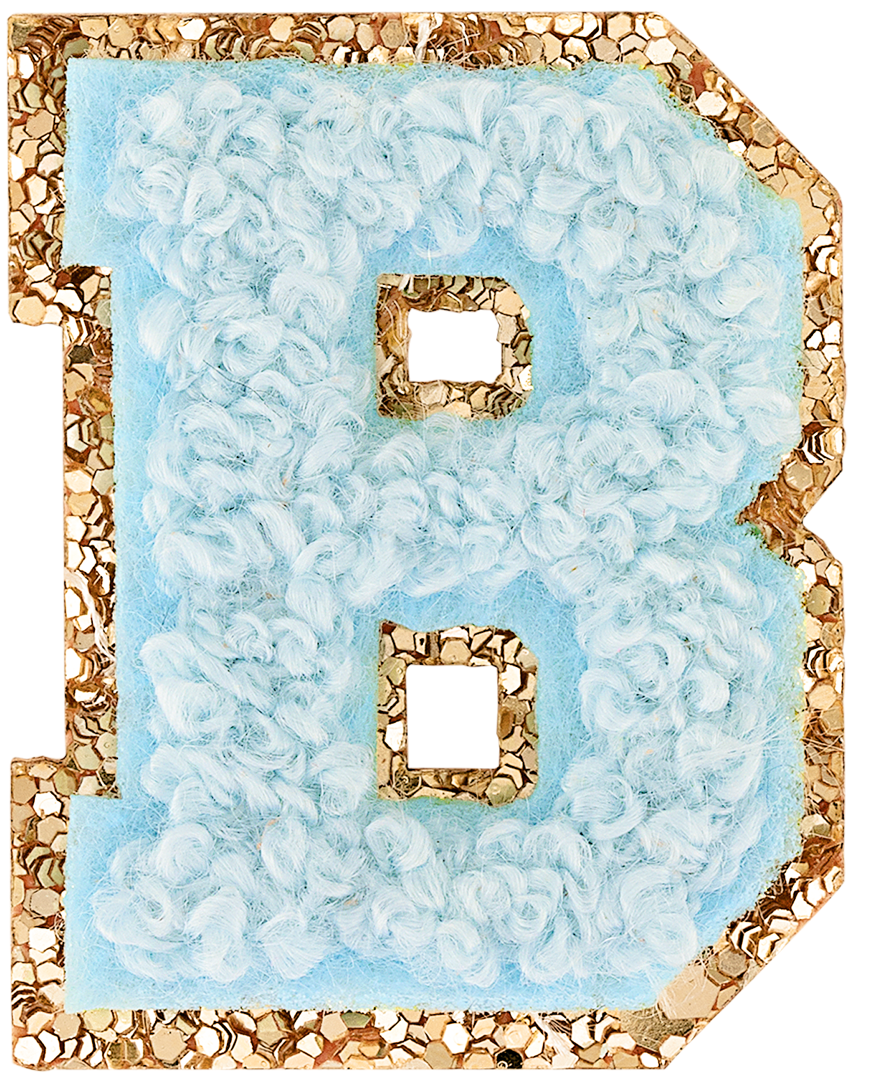 Sky Mini Glitter Varsity Letter Patch