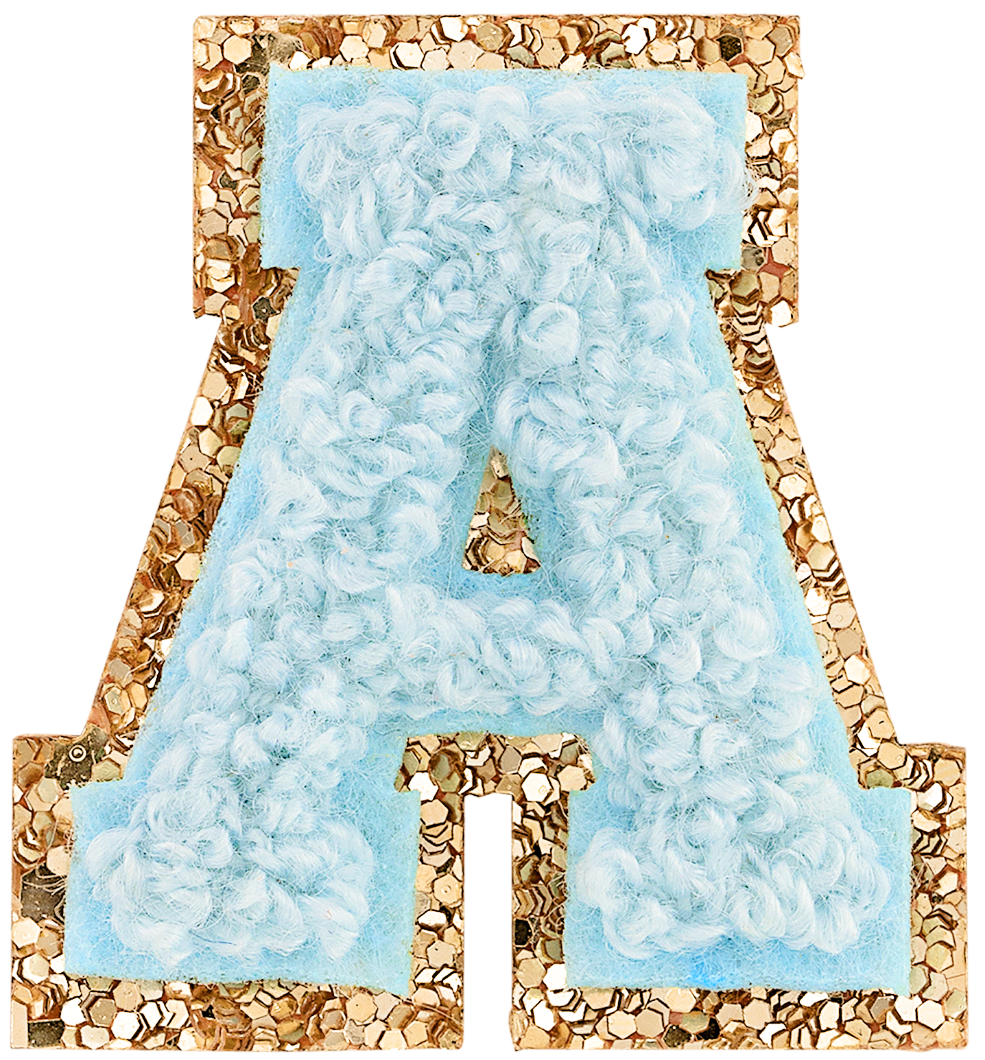 Sky Mini Glitter Varsity Letter Patch