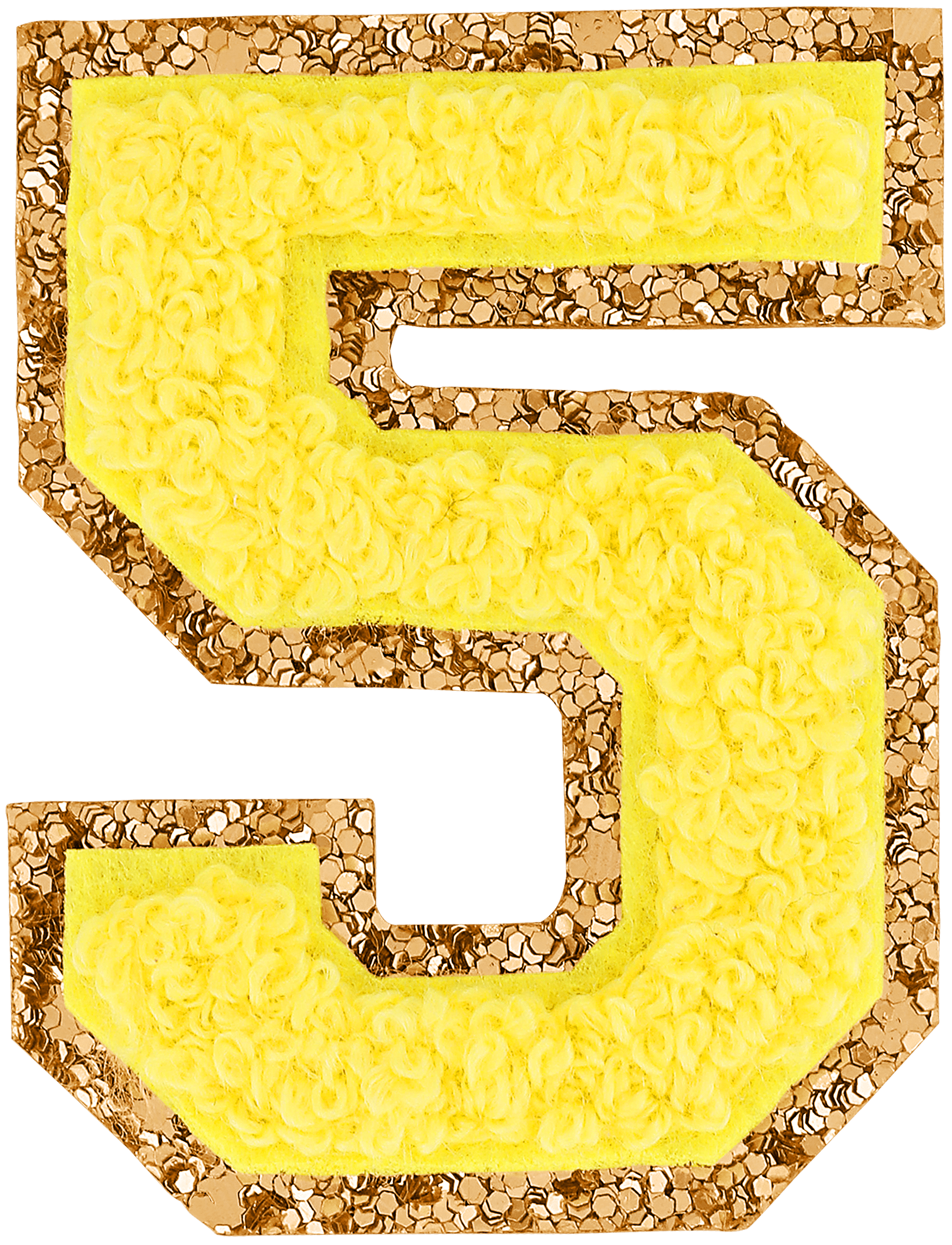 Lemon Glitter Varsity Number Patch