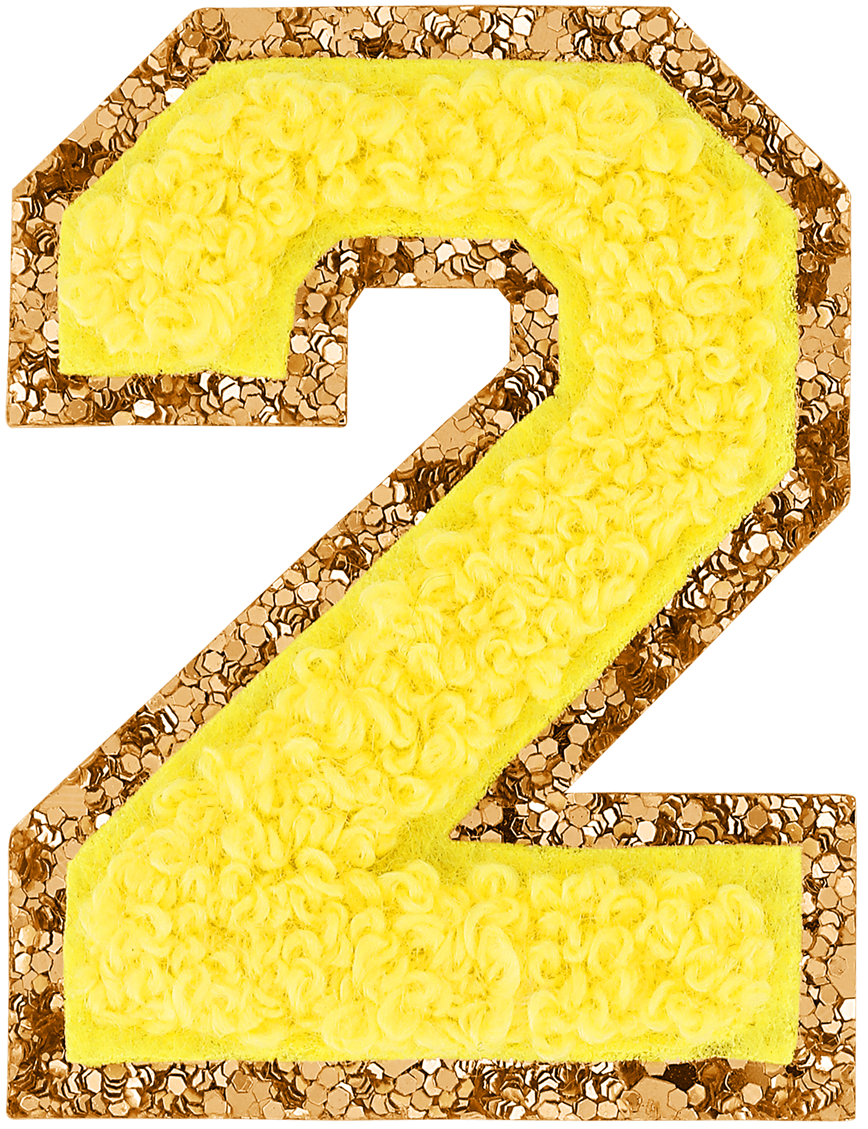 Lemon Glitter Varsity Number Patch