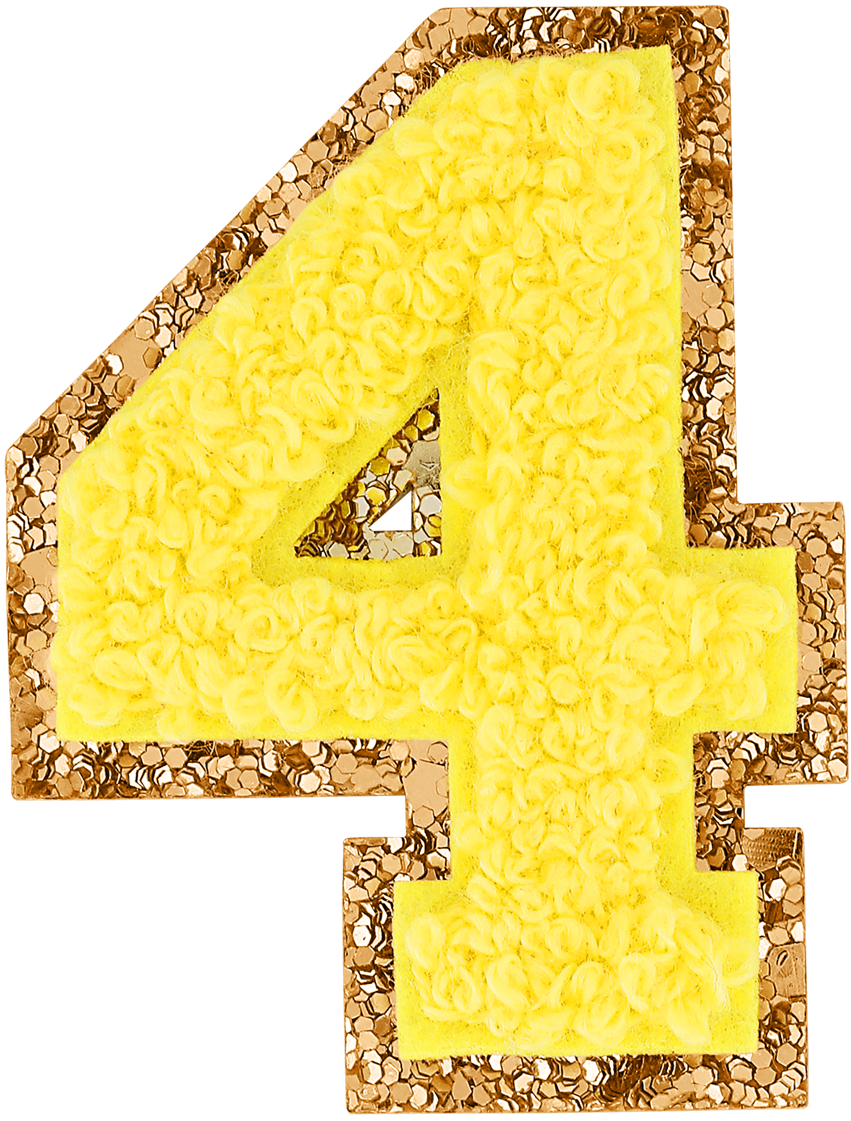 Lemon Glitter Varsity Number Patch