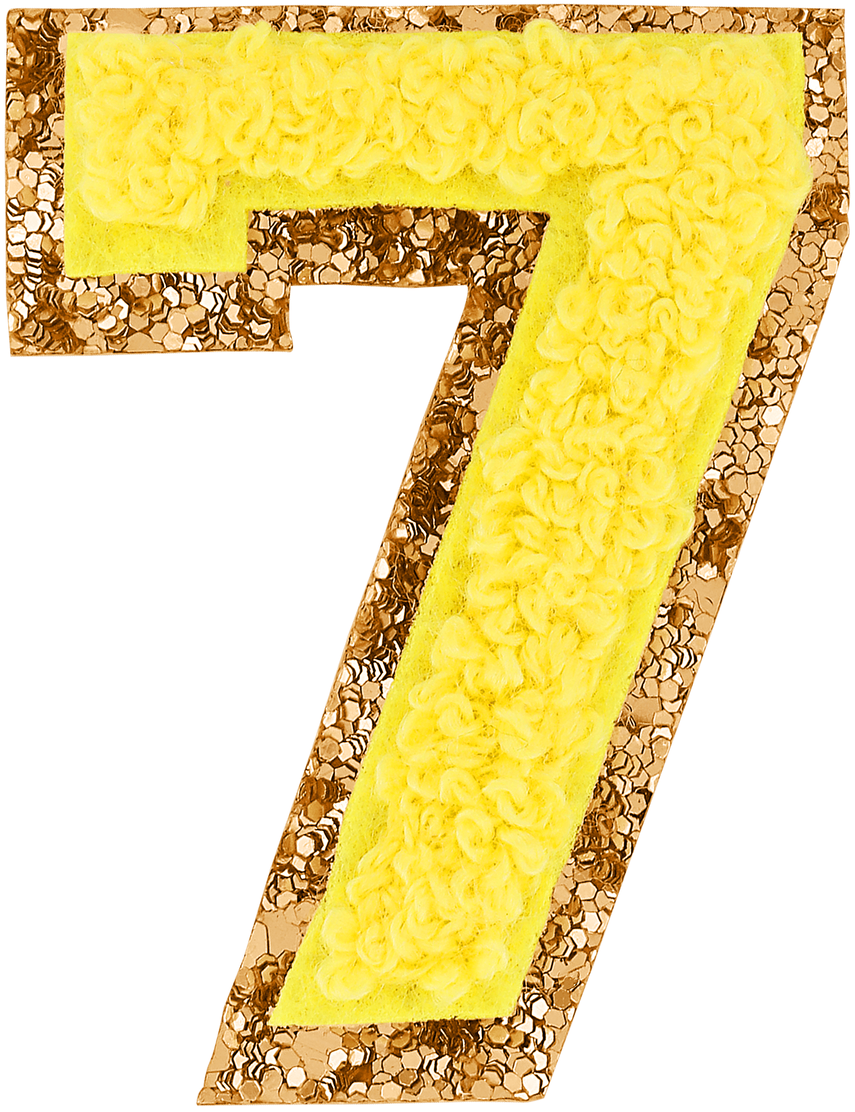 Lemon Glitter Varsity Number Patch