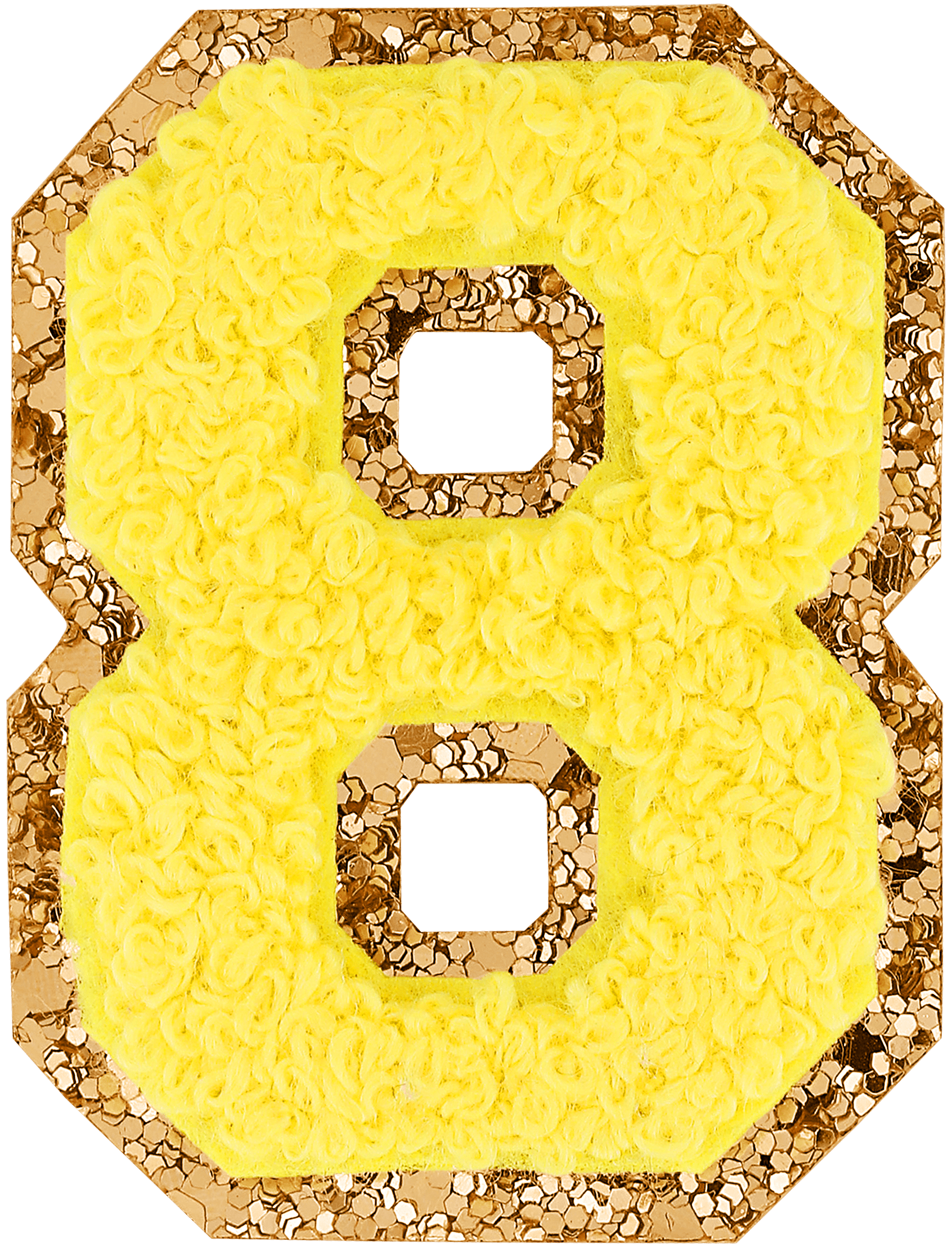 Lemon Glitter Varsity Number Patch