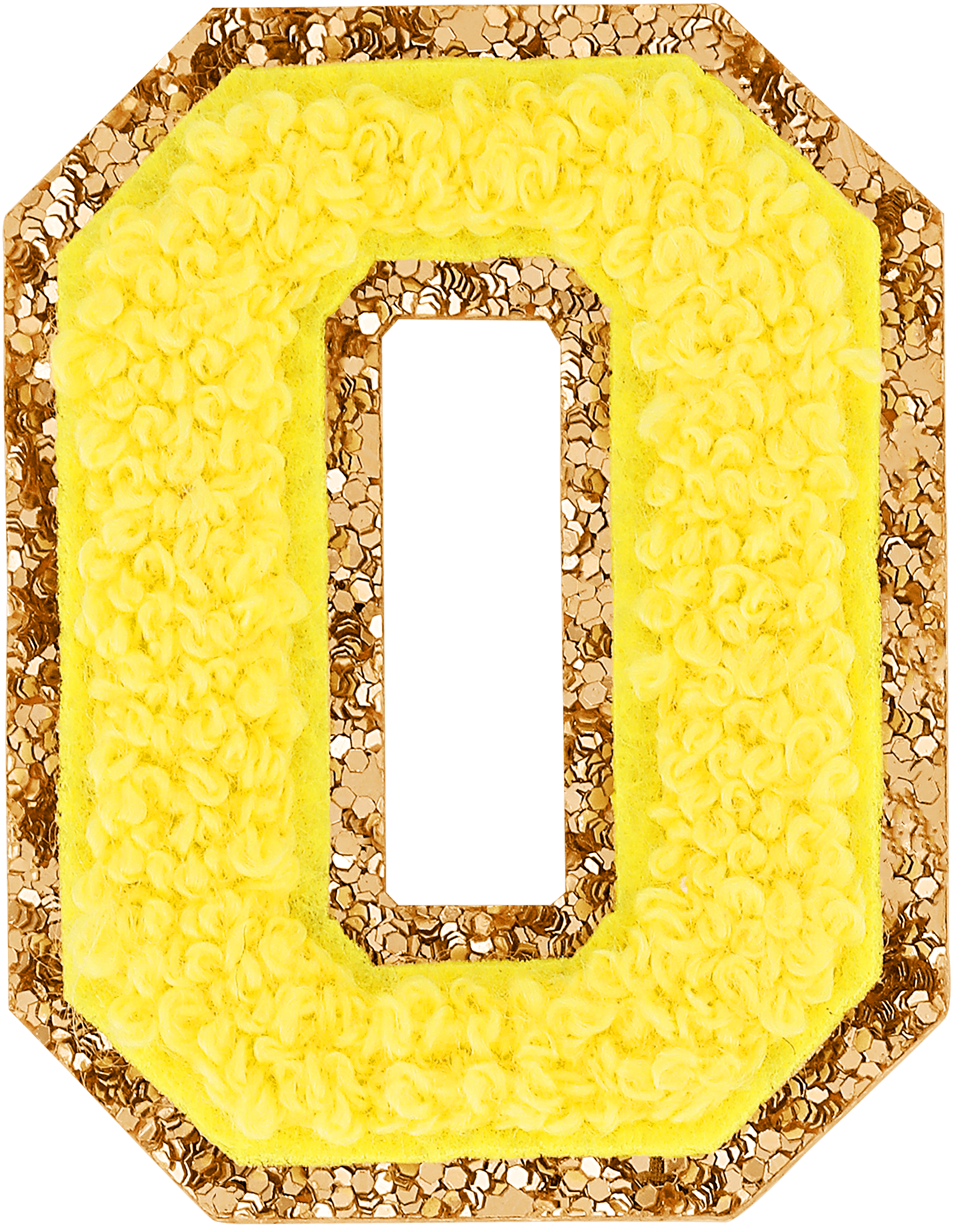 Lemon Glitter Varsity Number Patch