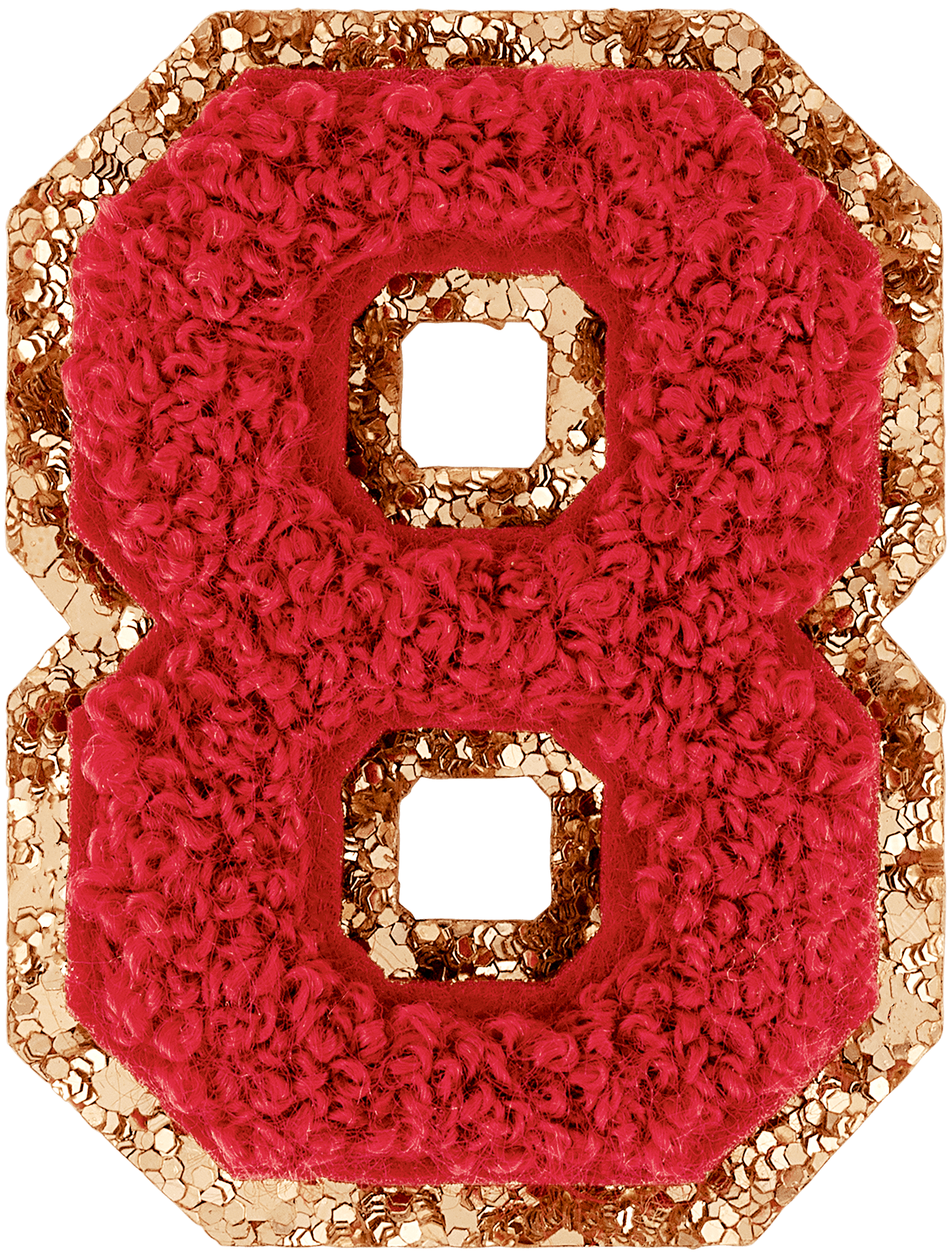Ruby Glitter Varsity Number Patch