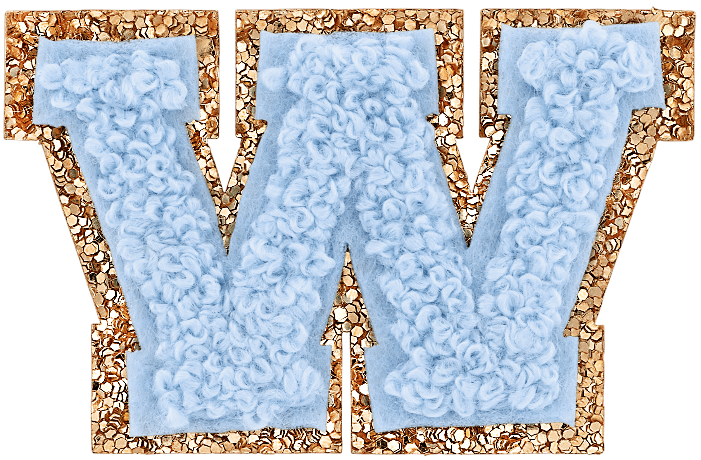 Periwinkle Mini Glitter Varsity Letter Patch