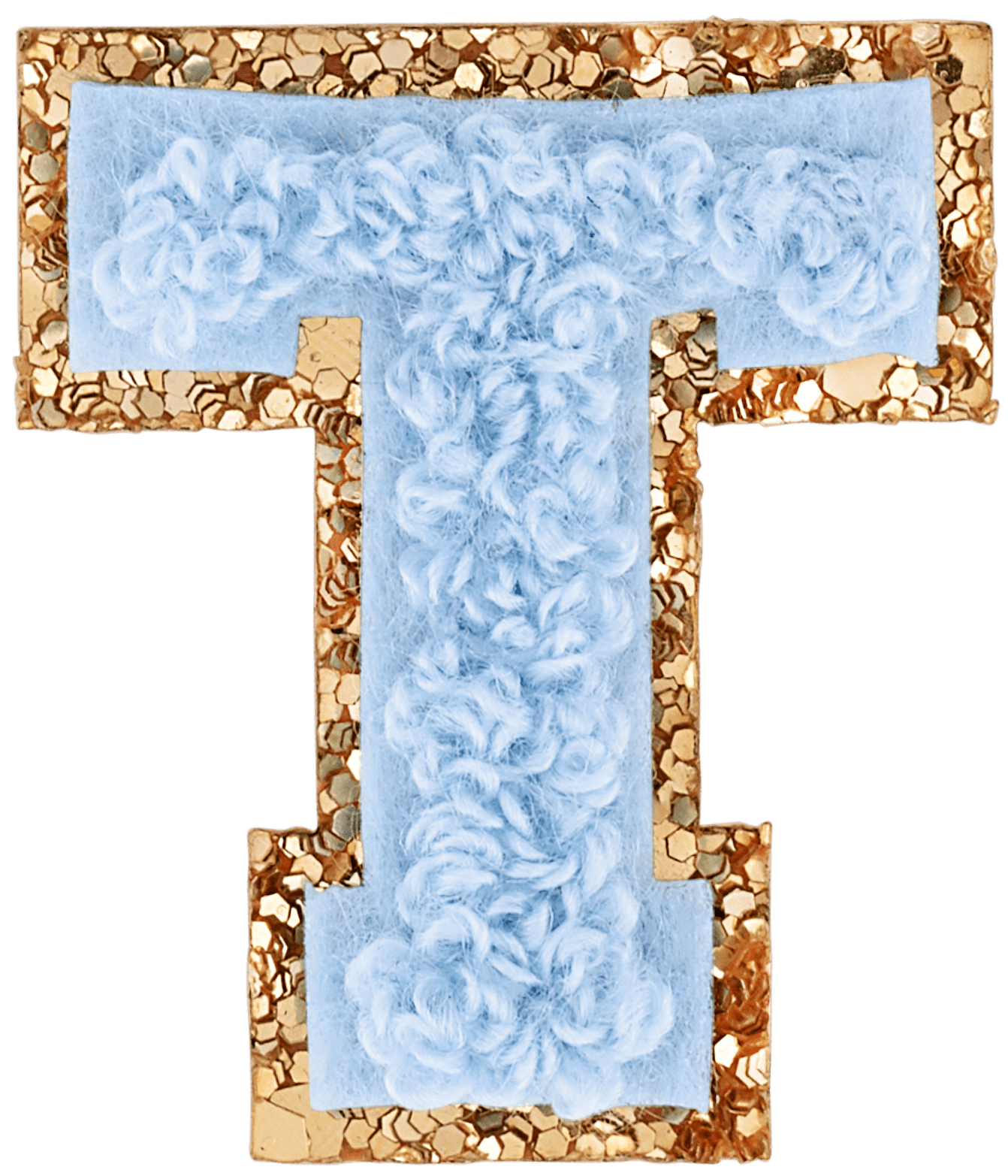 Periwinkle Mini Glitter Varsity Letter Patch