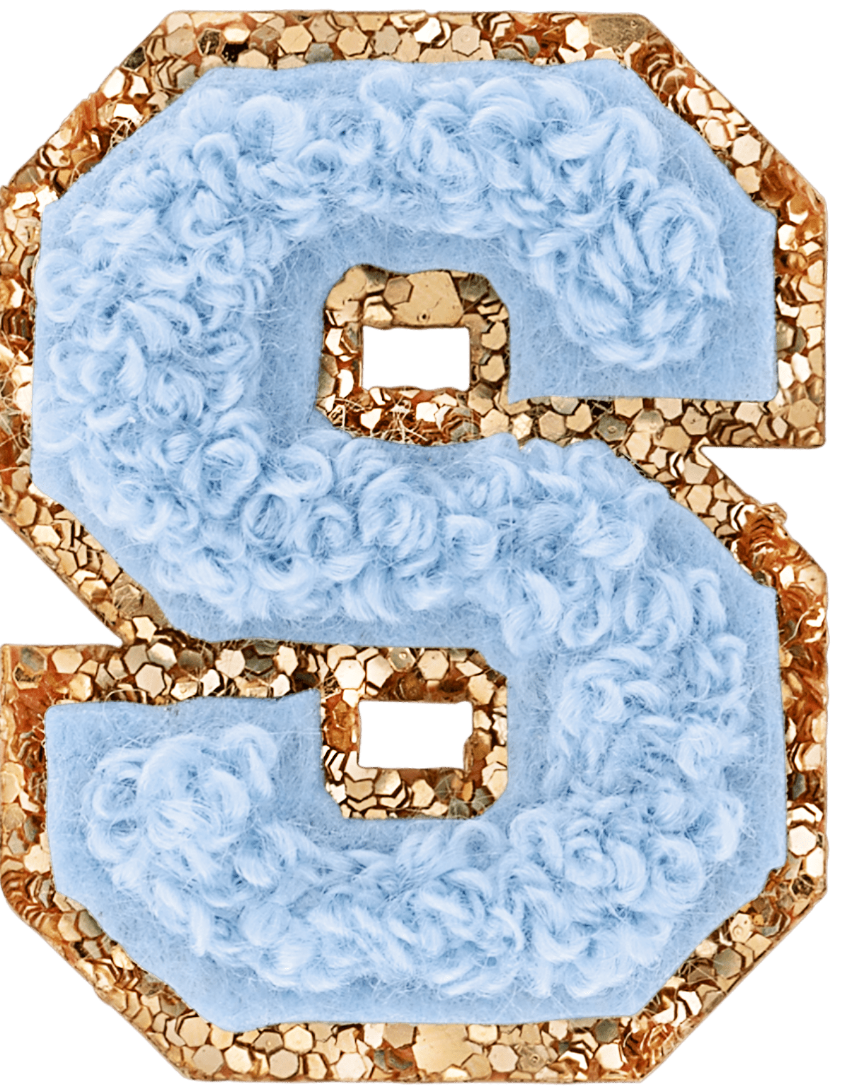 Periwinkle Mini Glitter Varsity Letter Patch