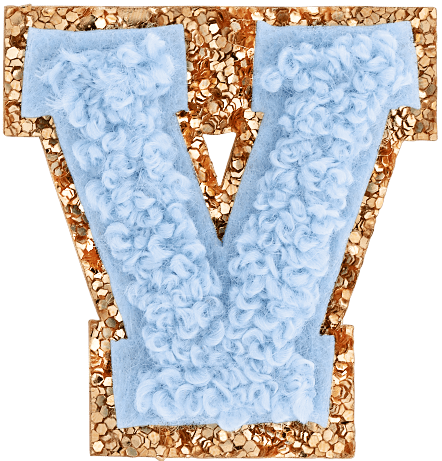 Periwinkle Mini Glitter Varsity Letter Patch