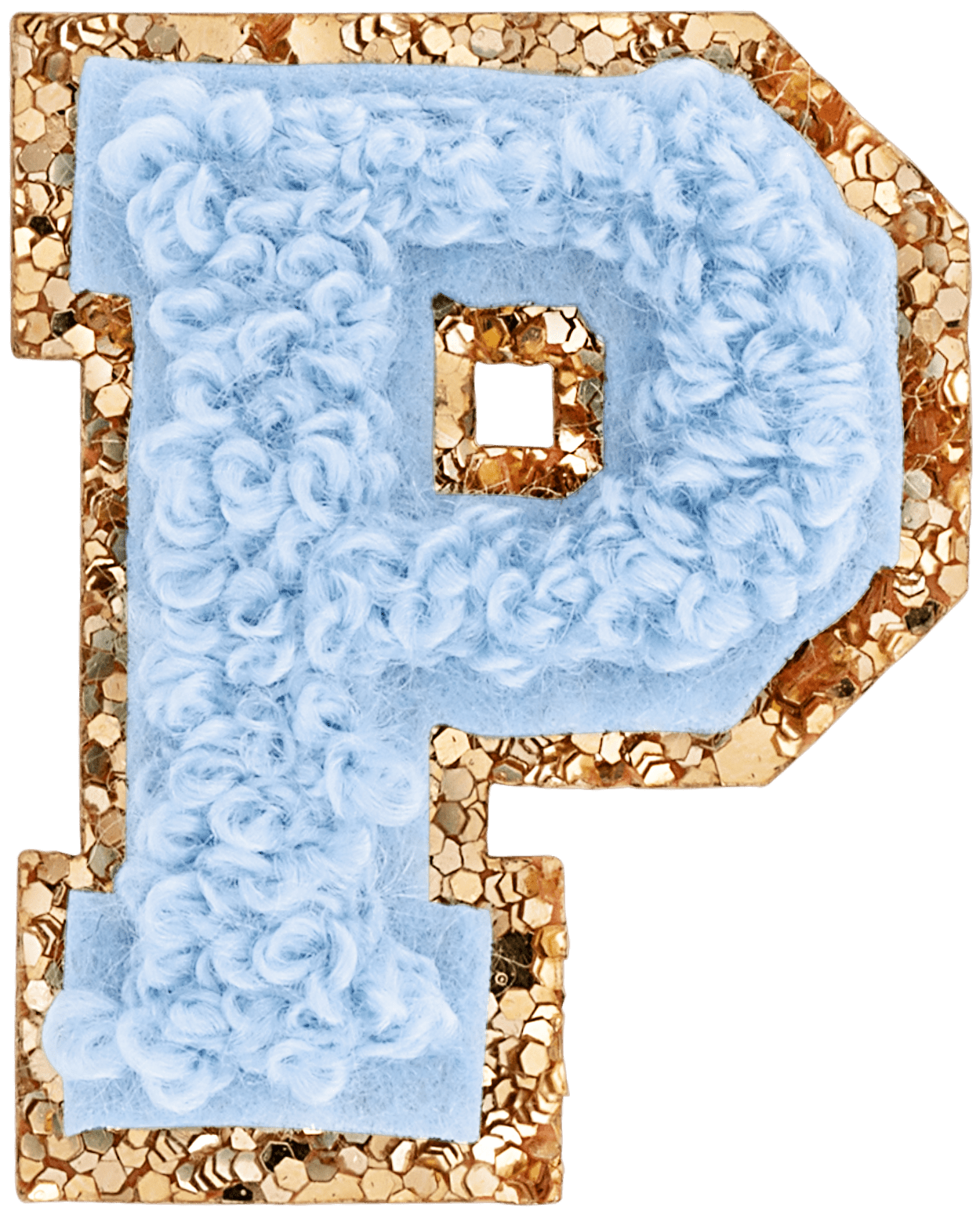 Periwinkle Mini Glitter Varsity Letter Patch