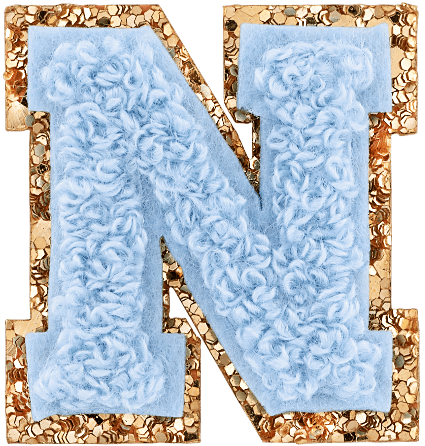 Periwinkle Mini Glitter Varsity Letter Patch