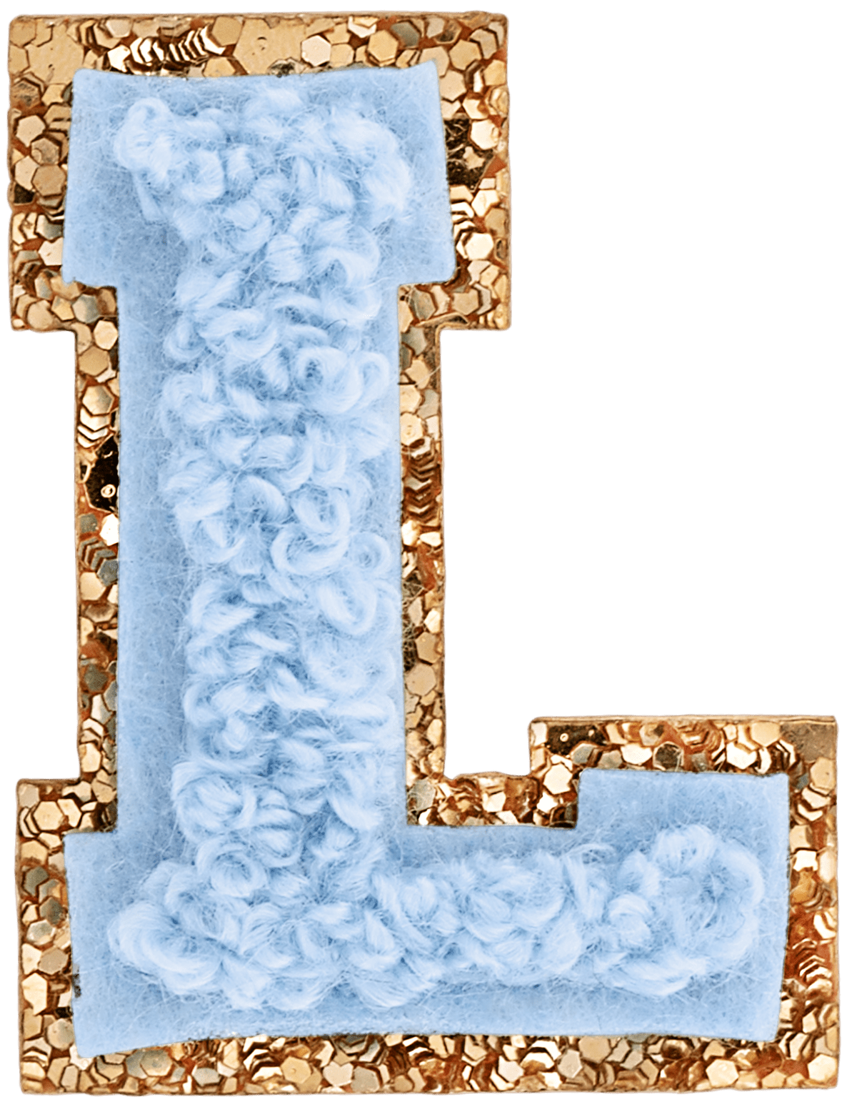 Periwinkle Mini Glitter Varsity Letter Patch