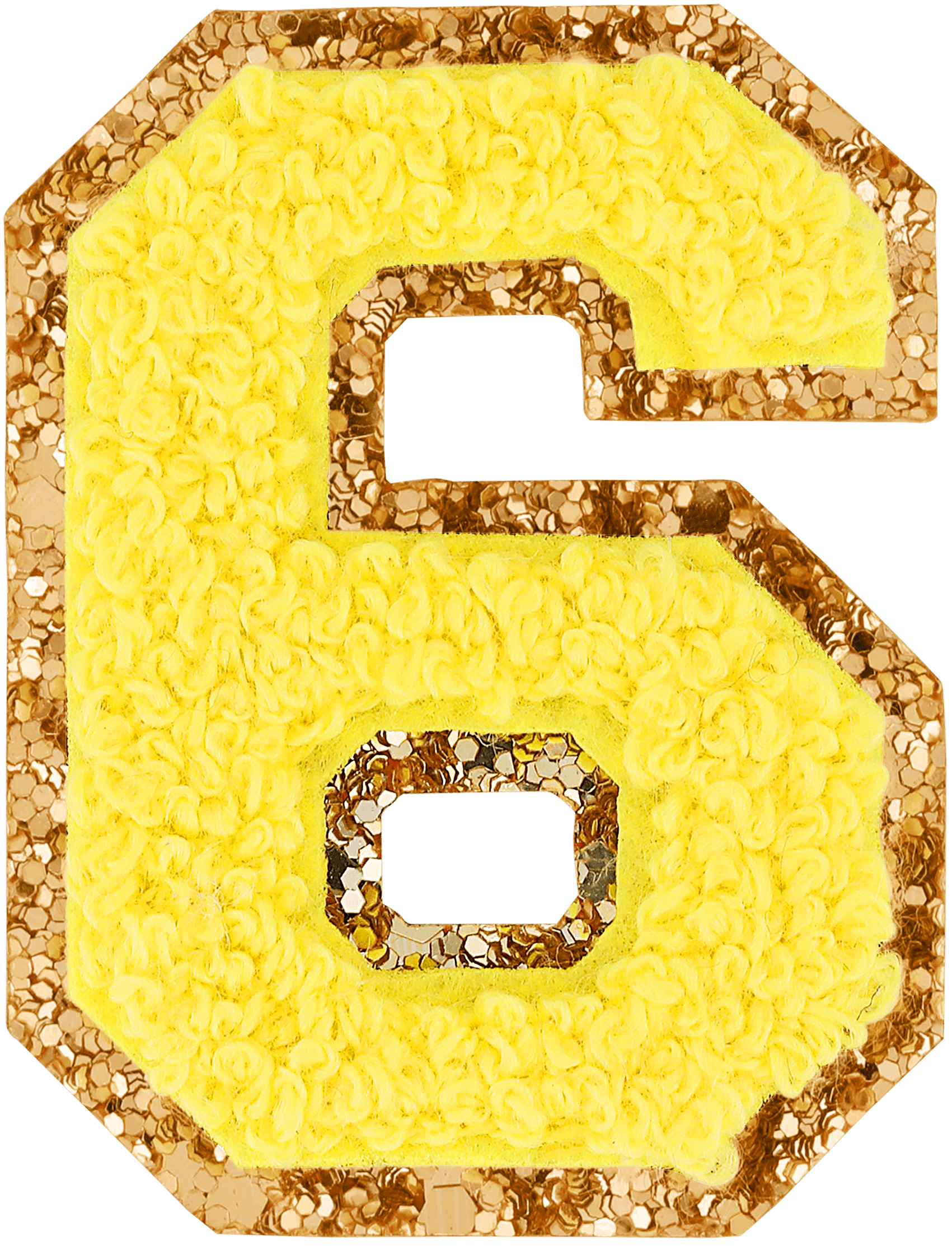 Lemon Glitter Varsity Number Patch