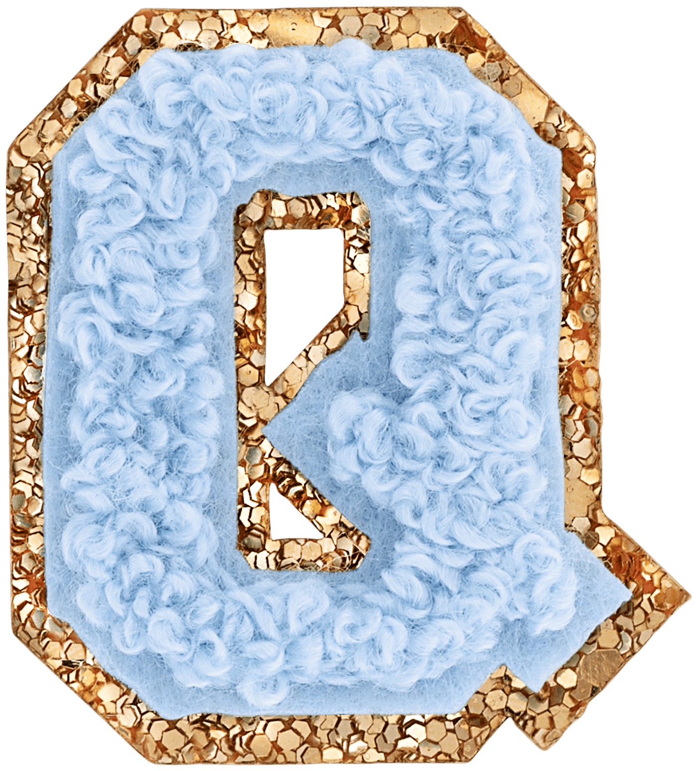 Periwinkle Mini Glitter Varsity Letter Patch