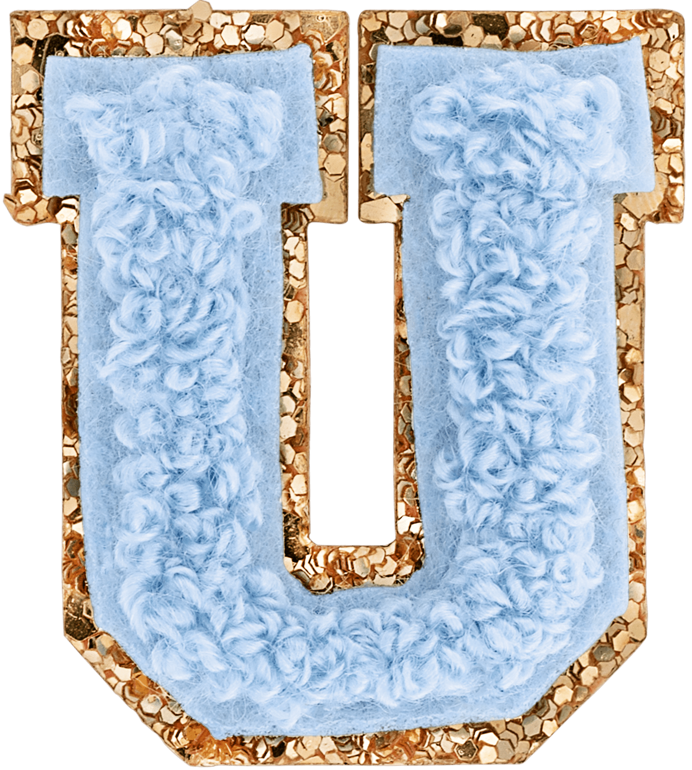 Periwinkle Mini Glitter Varsity Letter Patch