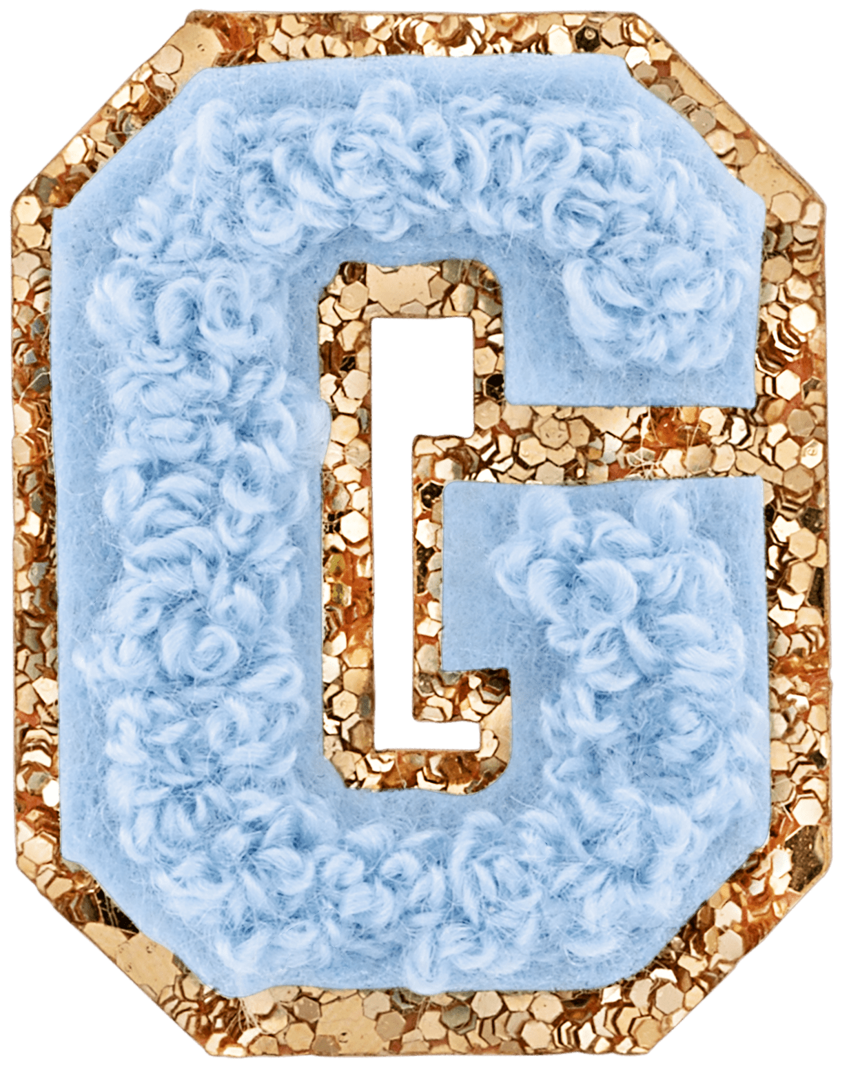 Periwinkle Mini Glitter Varsity Letter Patch