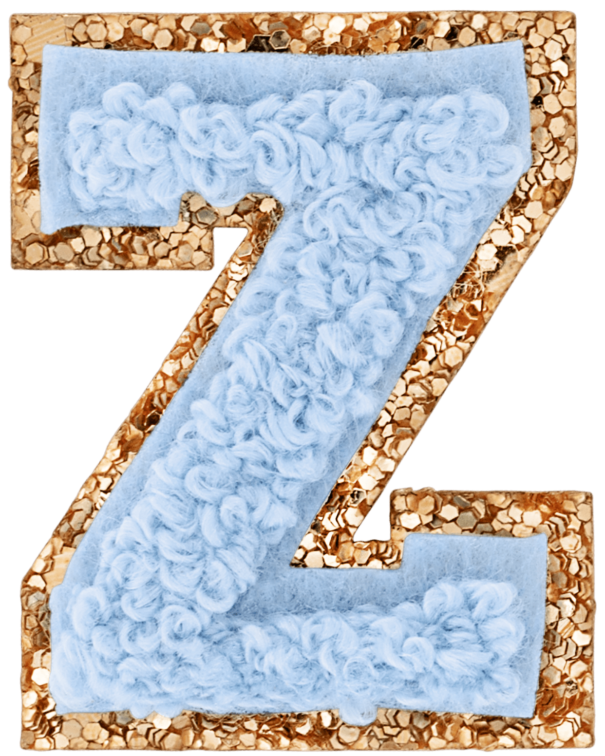 Periwinkle Mini Glitter Varsity Letter Patch