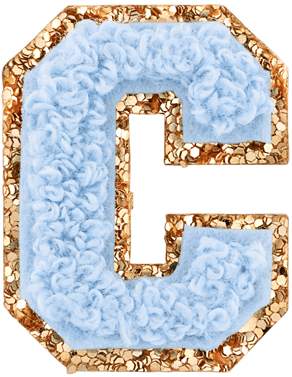 Periwinkle Mini Glitter Varsity Letter Patch