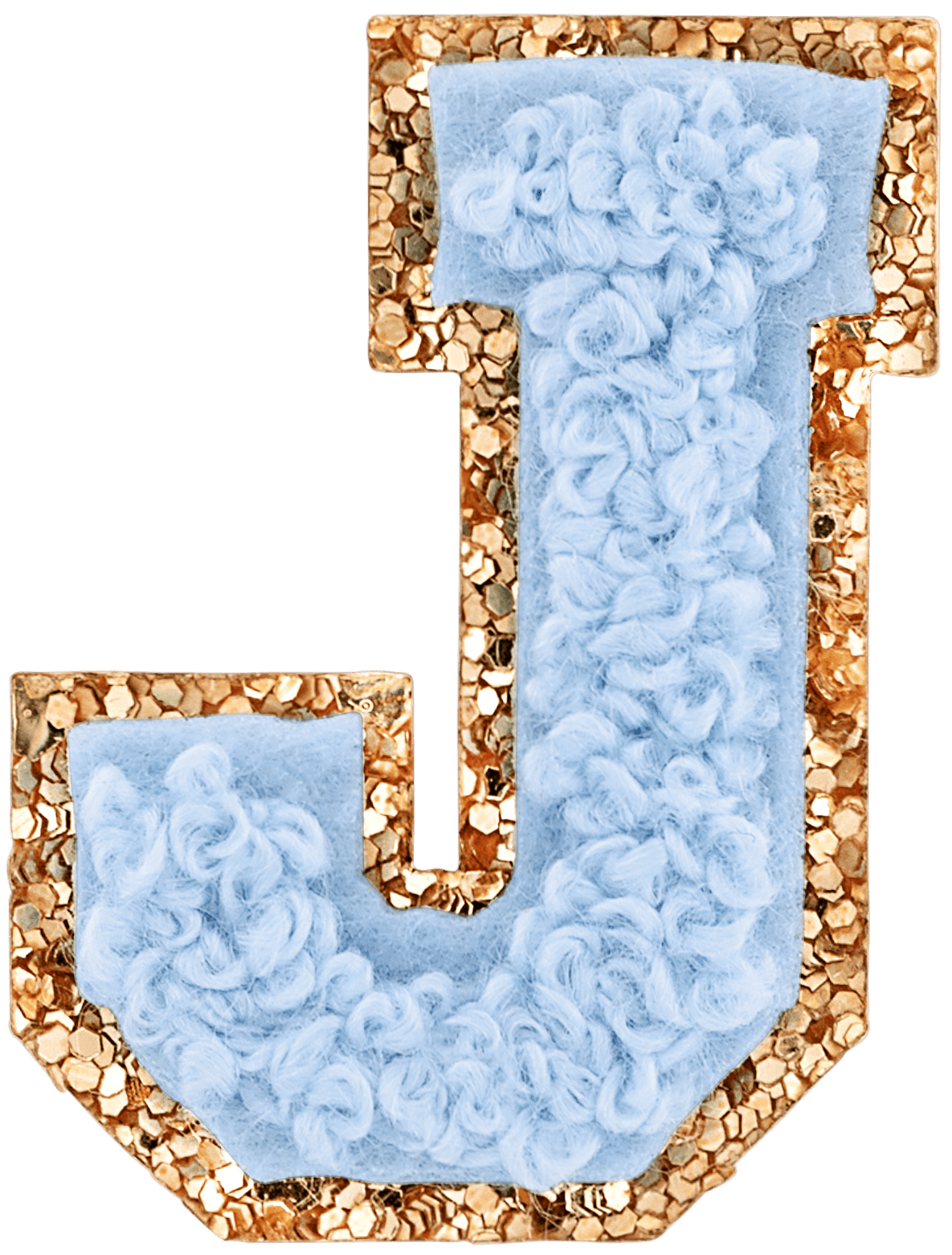 Periwinkle Mini Glitter Varsity Letter Patch