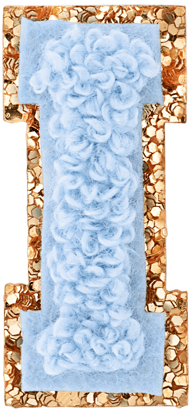 Periwinkle Mini Glitter Varsity Letter Patch