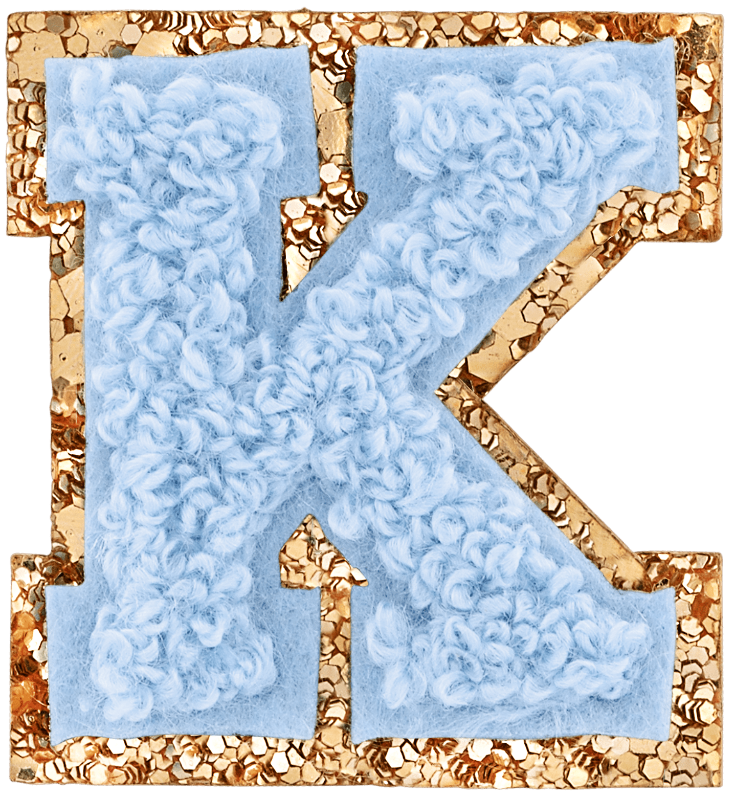 Periwinkle Mini Glitter Varsity Letter Patch