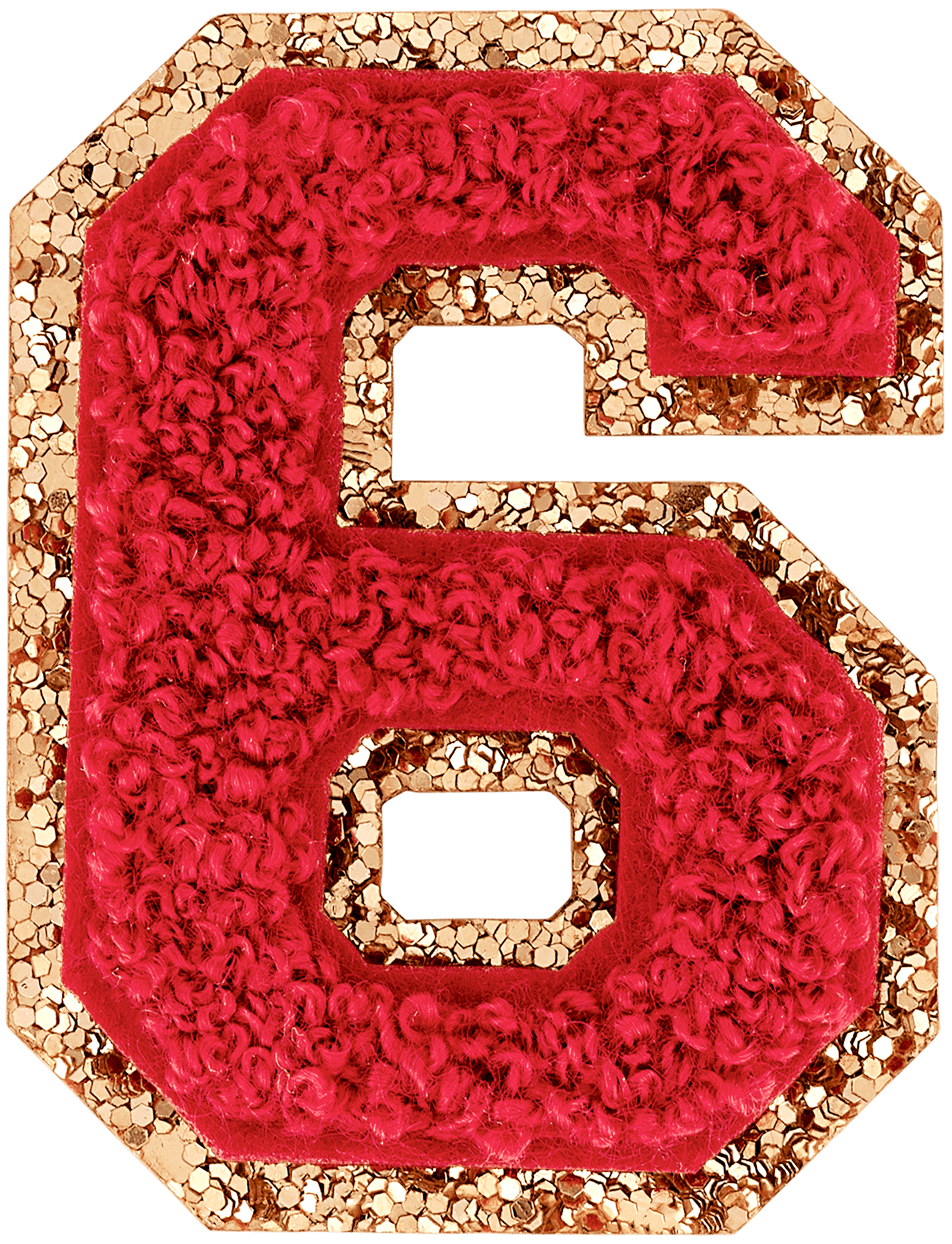 Ruby Glitter Varsity Number Patch