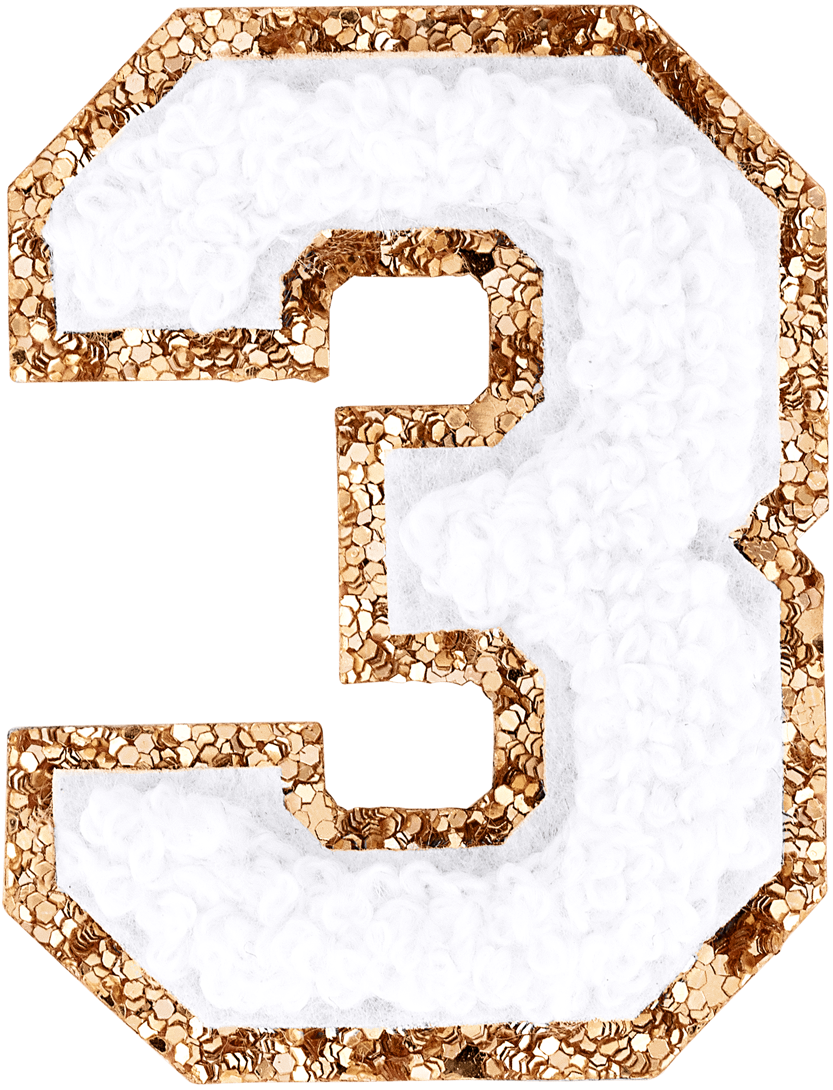 Blanc Glitter Varsity Number Patch