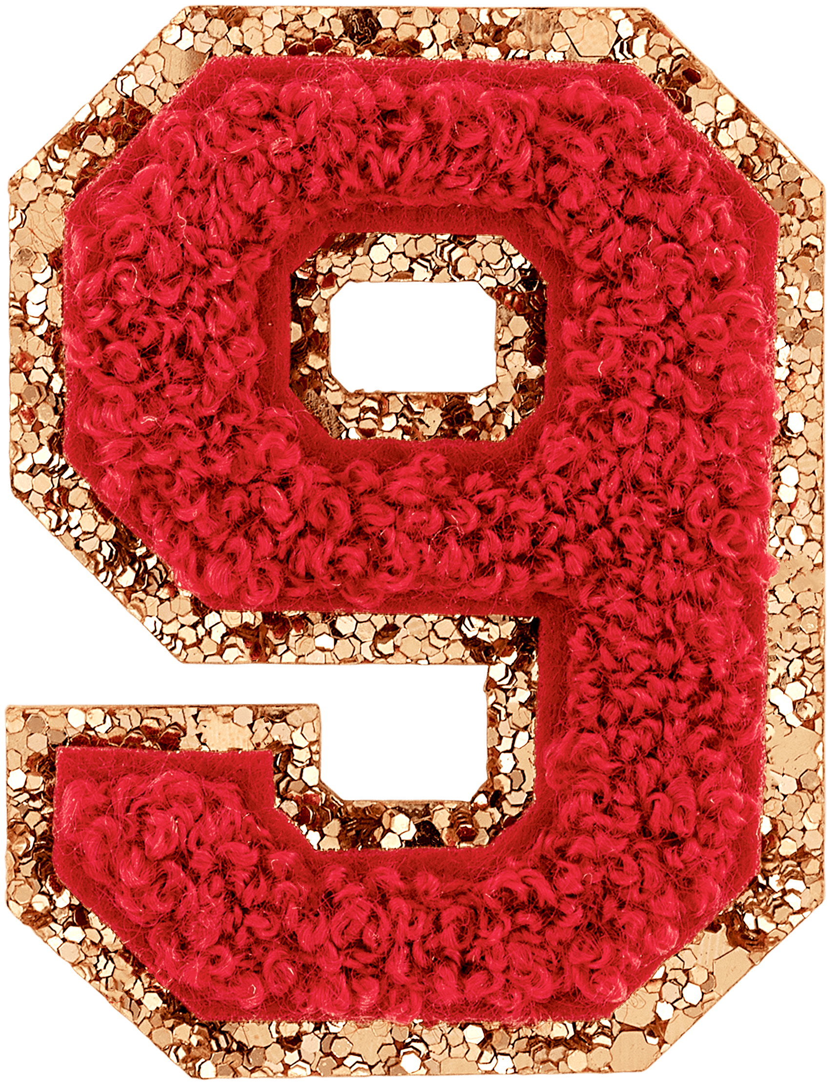 Ruby Glitter Varsity Number Patch