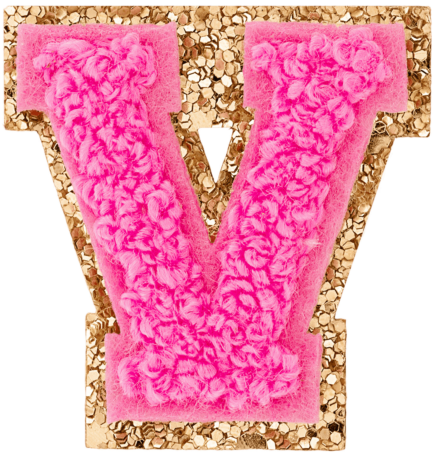 Bubblegum Mini Glitter Varsity Letter Patch