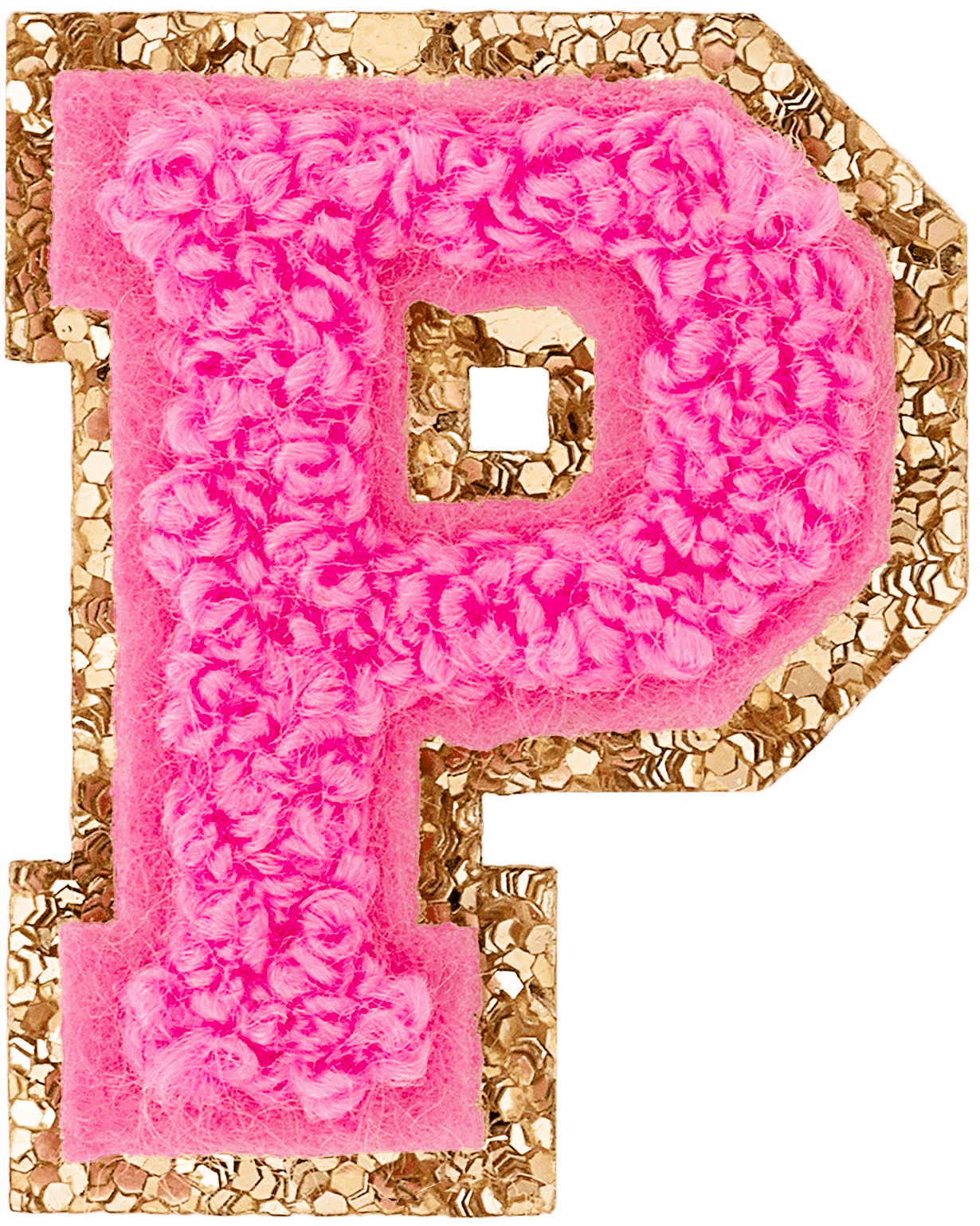 Bubblegum Mini Glitter Varsity Letter Patch