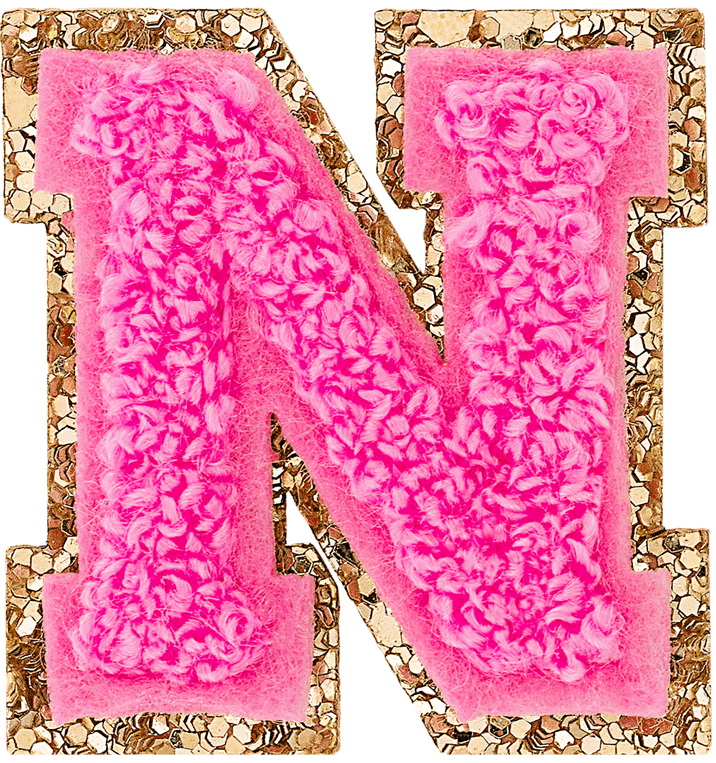 Bubblegum Mini Glitter Varsity Letter Patch